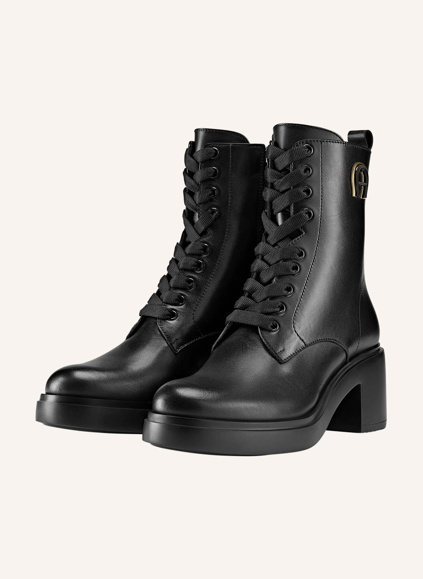 AIGNER block heel lace bootie NORA 1A: SCHWARZ