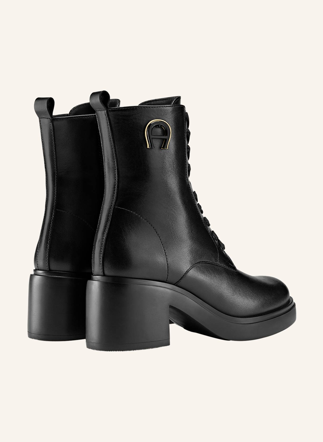 AIGNER block heel lace bootie NORA 1A: SCHWARZ