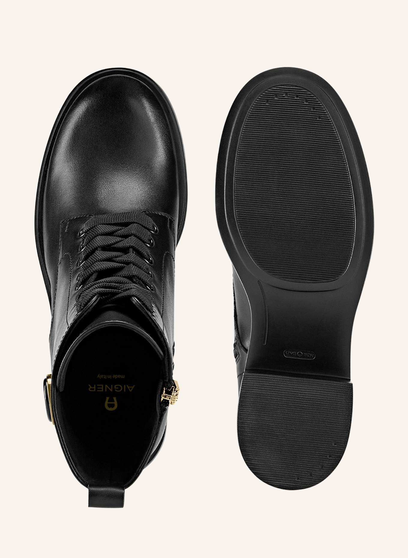 AIGNER block heel lace bootie NORA 1A: SCHWARZ