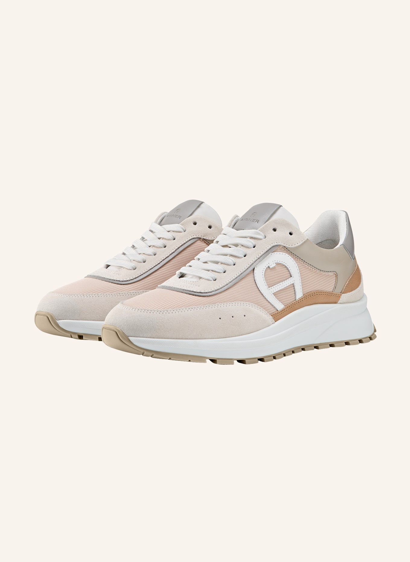 AIGNER runner sneaker JAMES 1A: BEIGE/ GRAU
