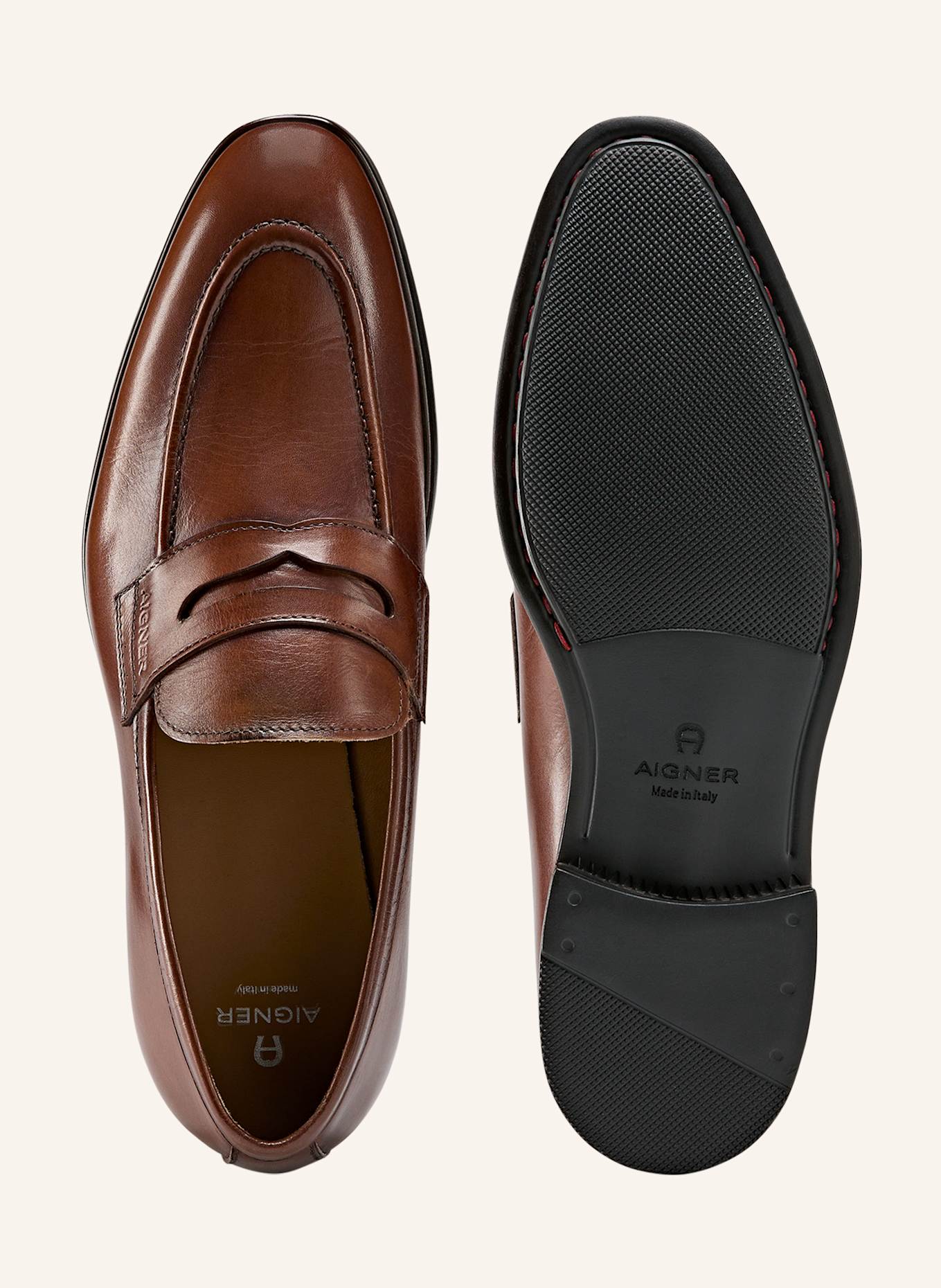 AIGNER penny loafer MORRIS 4A: COGNAC