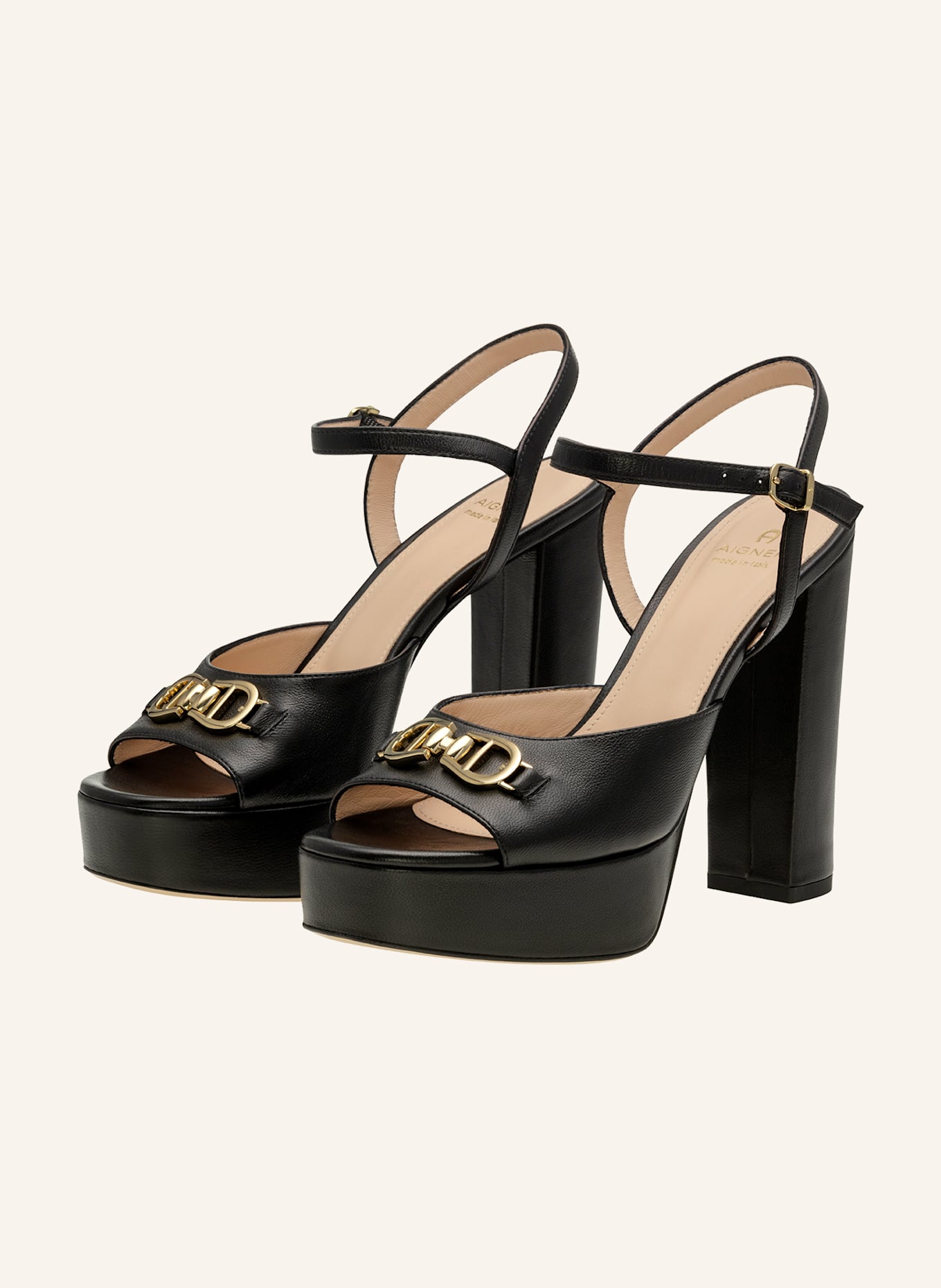 AIGNER platform sandal LOU 1D: SCHWARZ