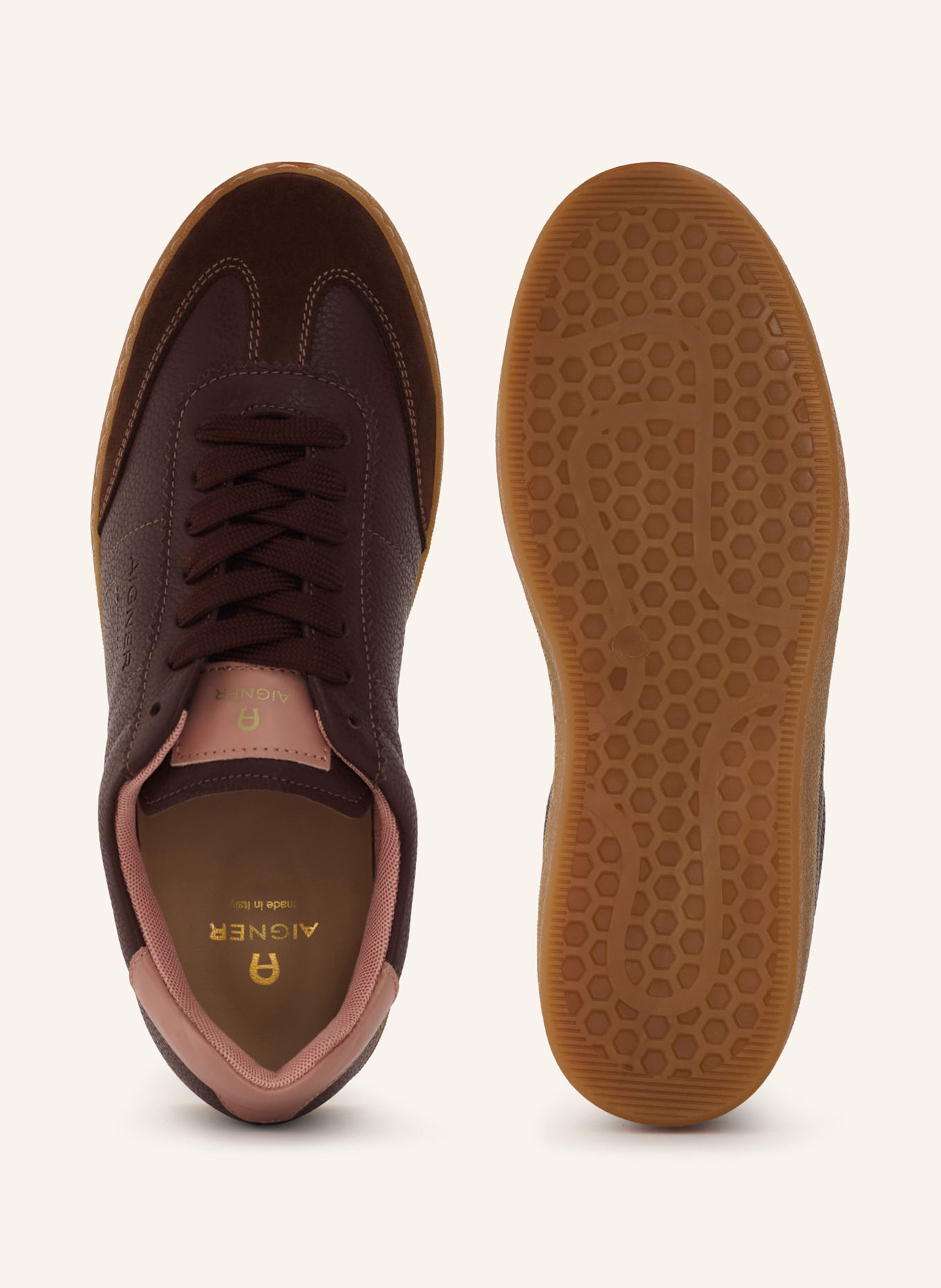 AIGNER classic sneaker LUCIA 1B: DUNKELBRAUN/ ALTROSA