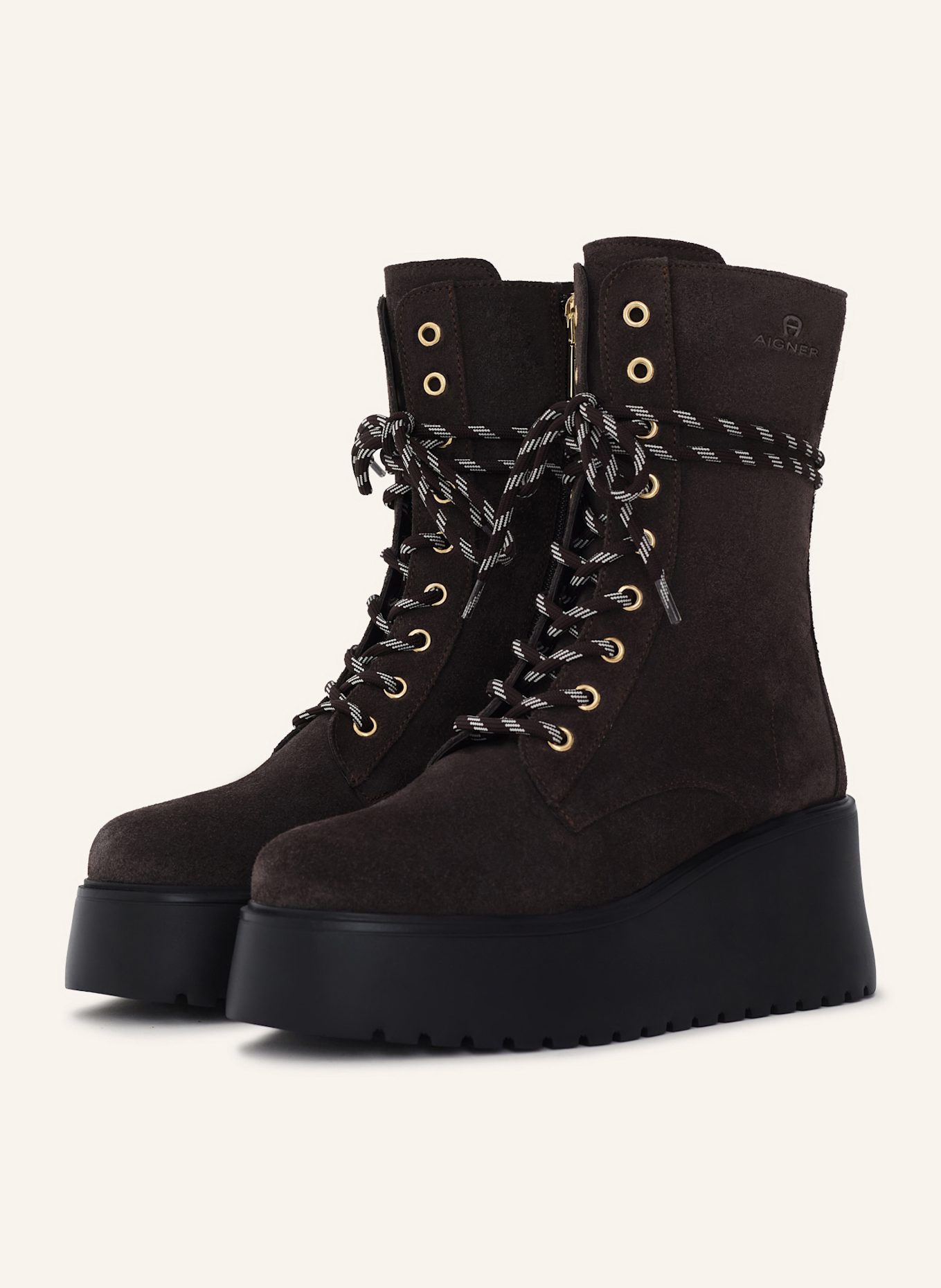 AIGNER plateau bootie with lacing Plateau Bootie 2F: DUNKELBRAUN
