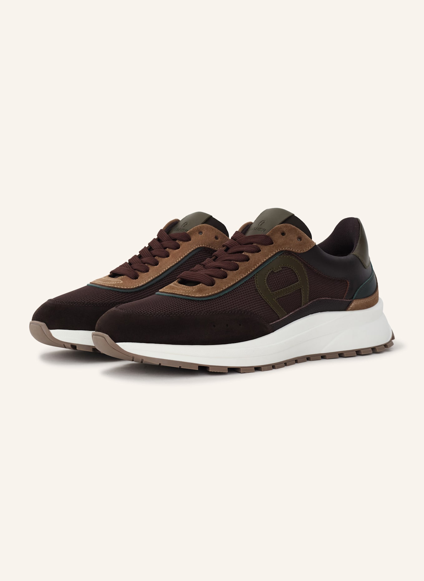 AIGNER runner sneaker JAMES 1E: DUNKELBRAUN/ DUNKELGRÜN/ CAMEL