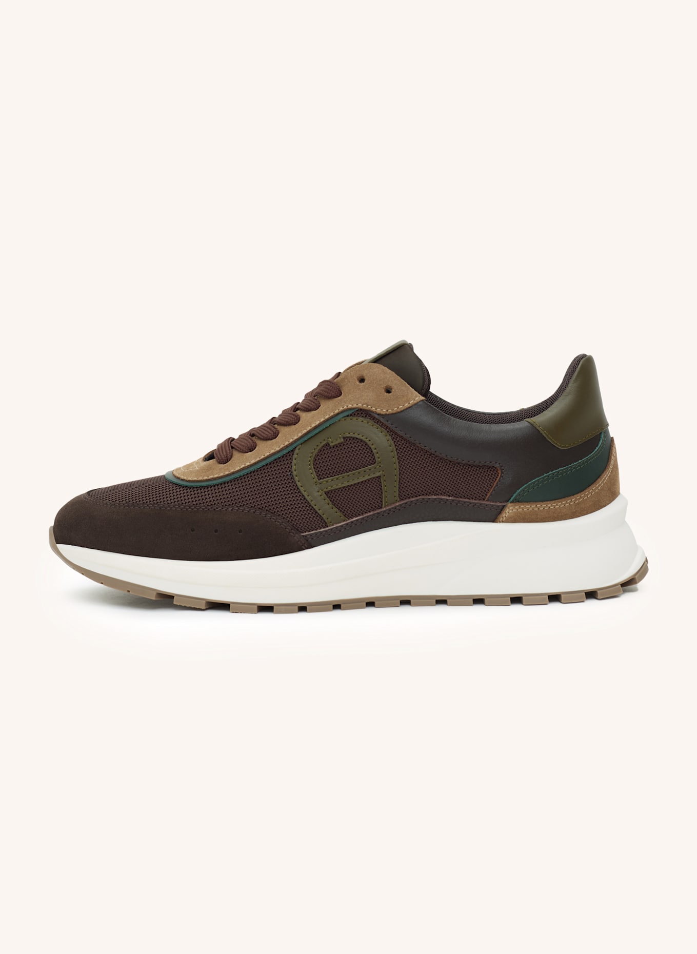 AIGNER runner sneaker JAMES 1E: DUNKELBRAUN/ DUNKELGRÜN/ CAMEL