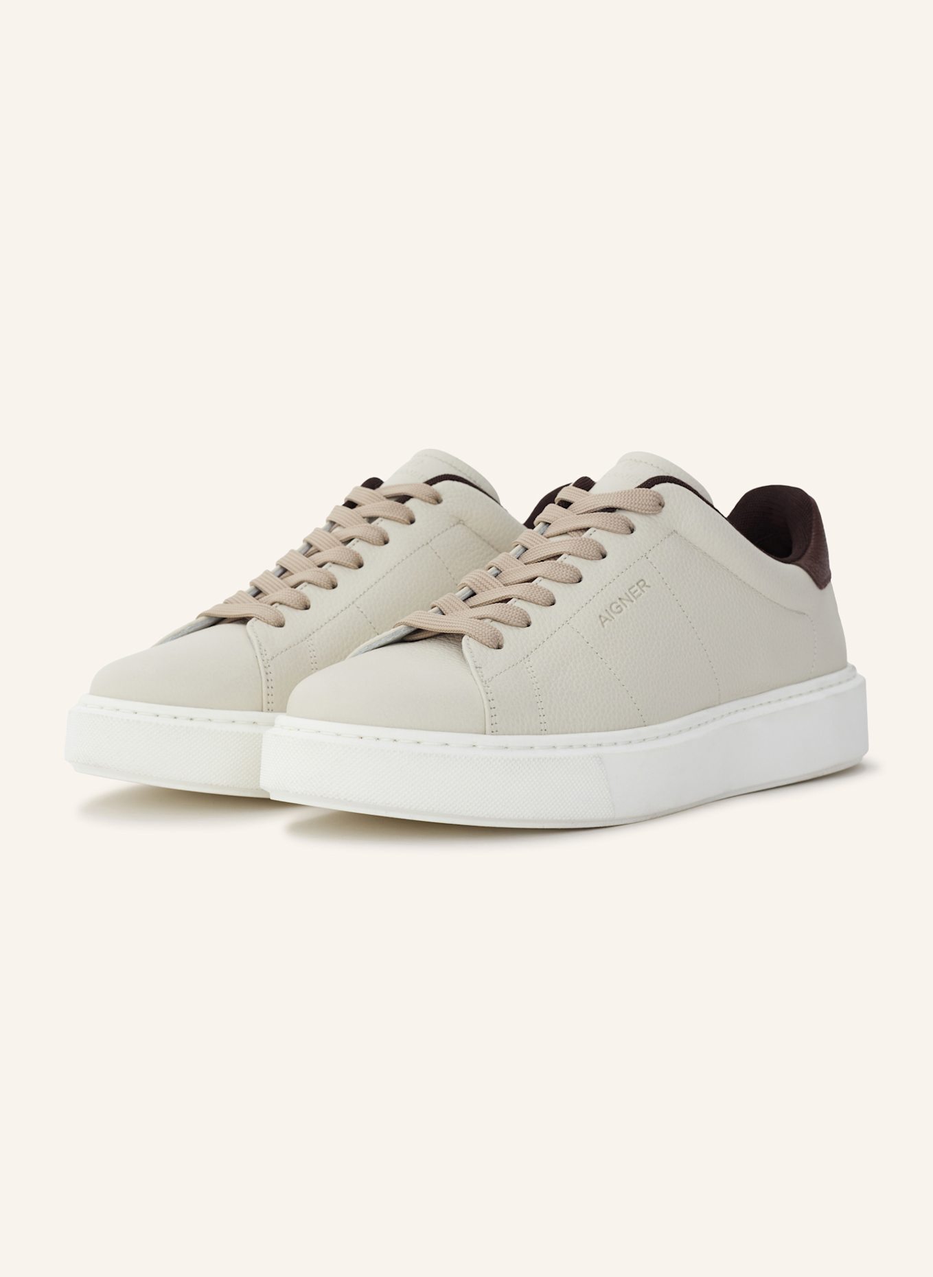 AIGNER sneaker OLIVER 1B: WEISS/ BEIGE/ COGNAC