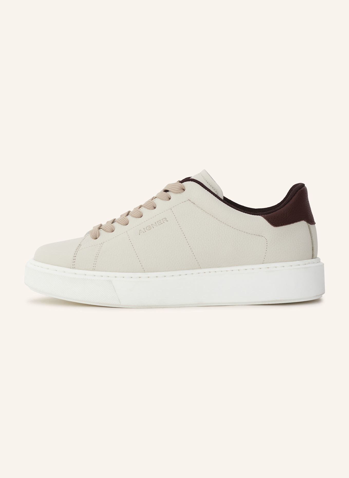 AIGNER sneaker OLIVER 1B: WEISS/ BEIGE/ COGNAC