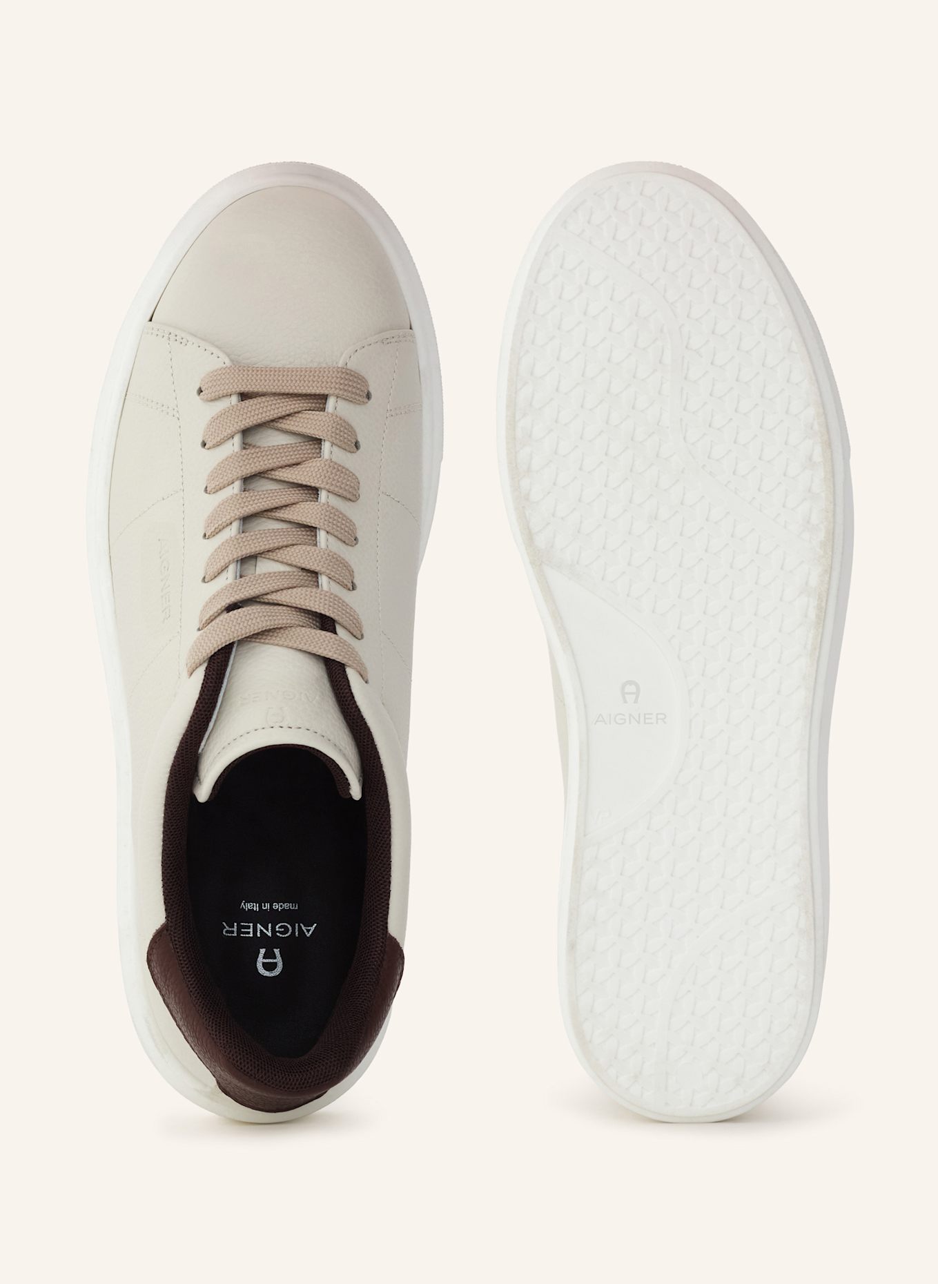 AIGNER sneaker OLIVER 1B: WEISS/ BEIGE/ COGNAC