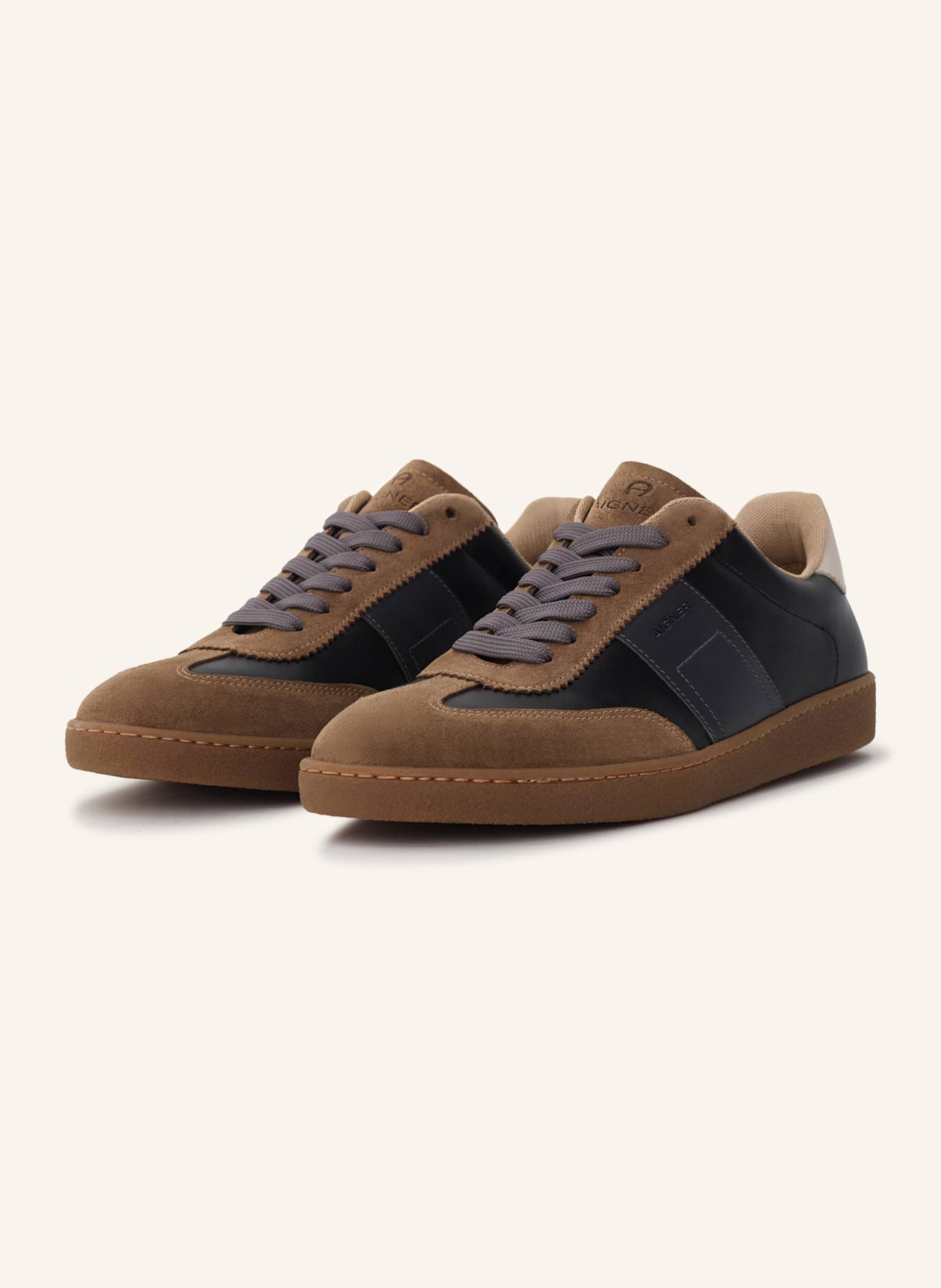AIGNER classic sneaker LUKE 3C: DUNKELBRAUN/ DUNKELGRAU/ COGNAC