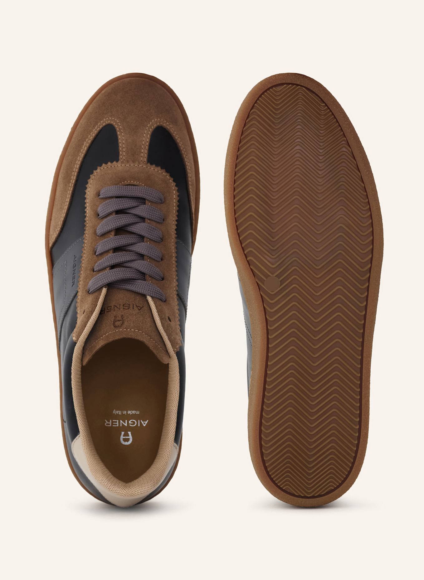 AIGNER classic sneaker LUKE 3C: DUNKELBRAUN/ DUNKELGRAU/ COGNAC
