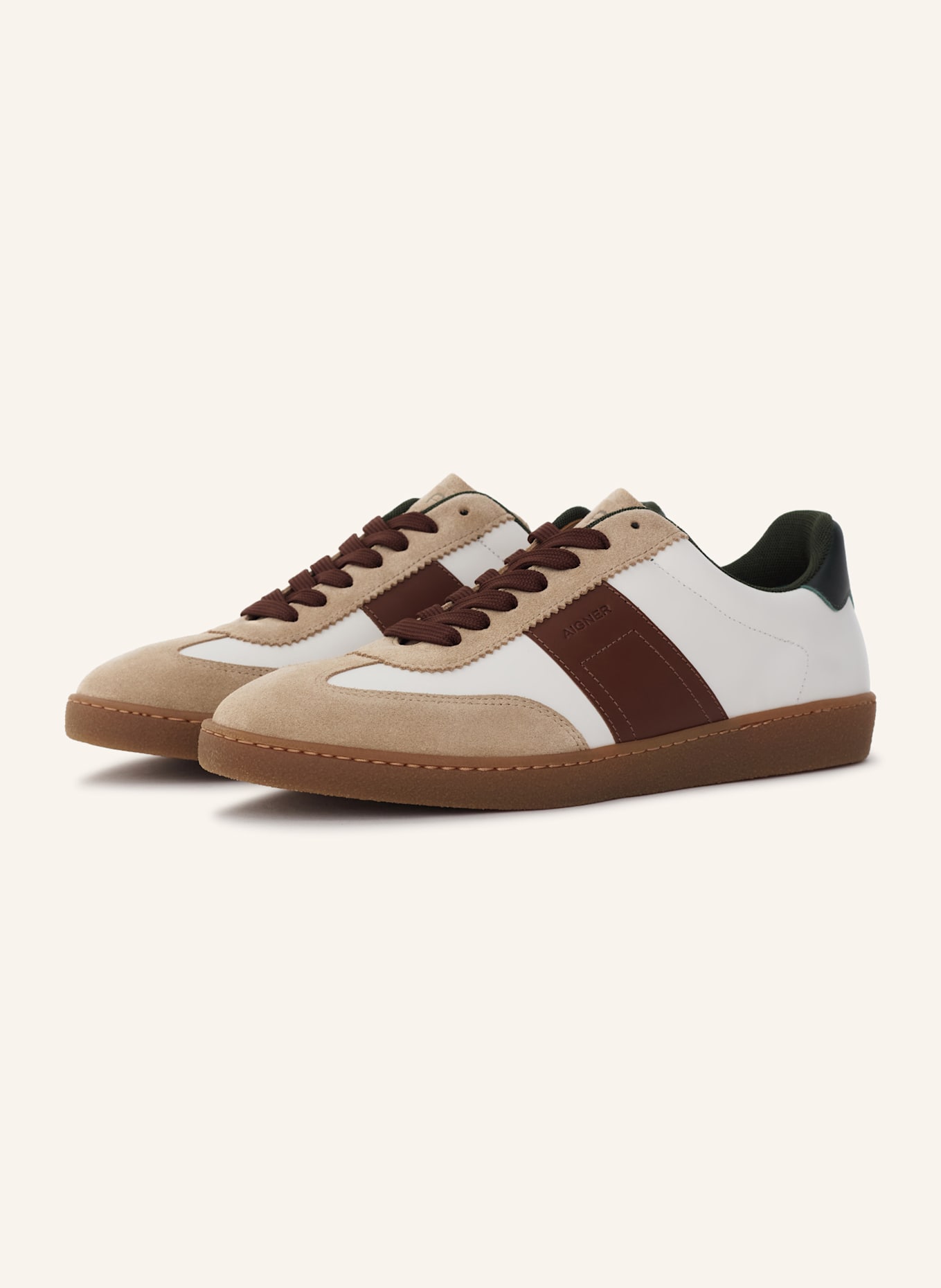 AIGNER classic sneaker LUKE 3C: BEIGE/ WEISS/ COGNAC/ DUNKELGRÜN