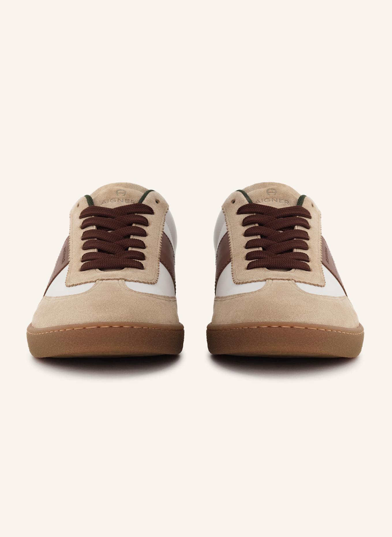 AIGNER classic sneaker LUKE 3C: BEIGE/ WEISS/ COGNAC/ DUNKELGRÜN