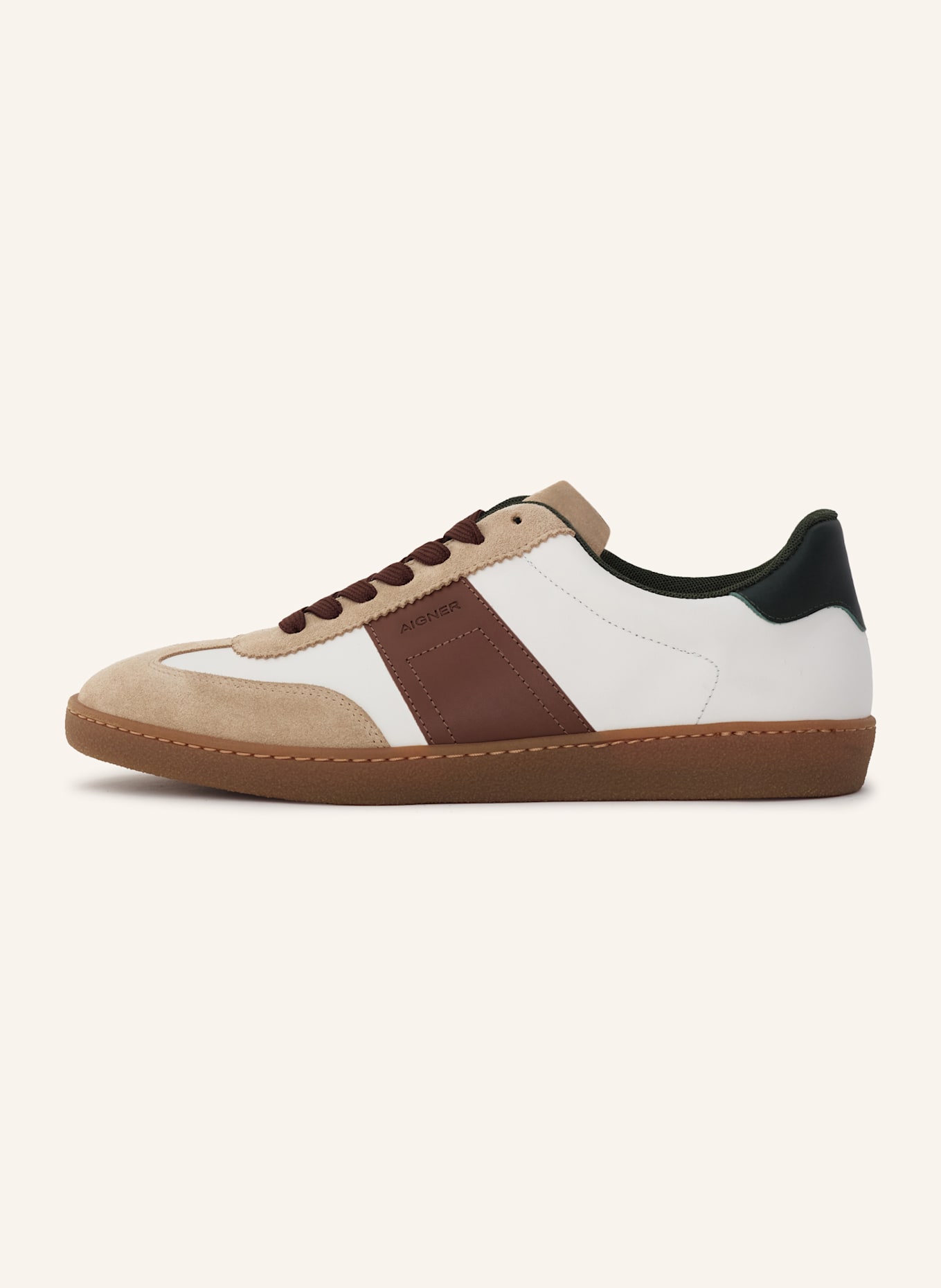 AIGNER classic sneaker LUKE 3C: BEIGE/ WEISS/ COGNAC/ DUNKELGRÜN