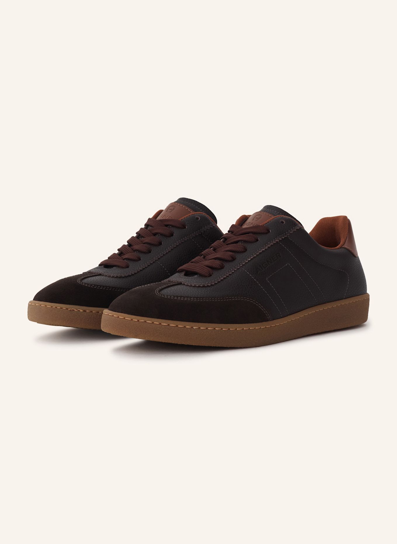 AIGNER classic sneaker LUKE 1B: DUNKELBRAUN/ COGNAC