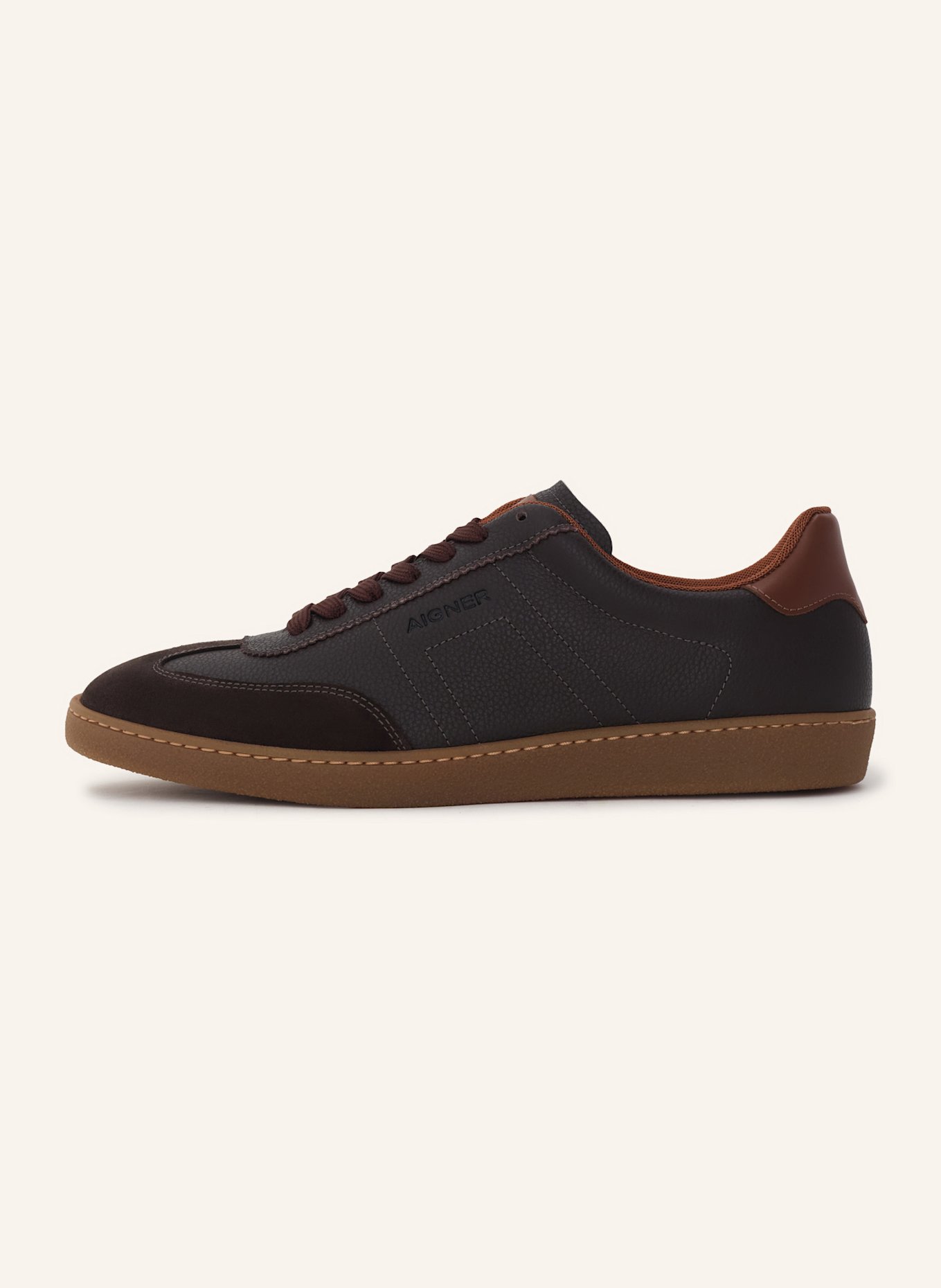 AIGNER classic sneaker LUKE 1B: DUNKELBRAUN/ COGNAC