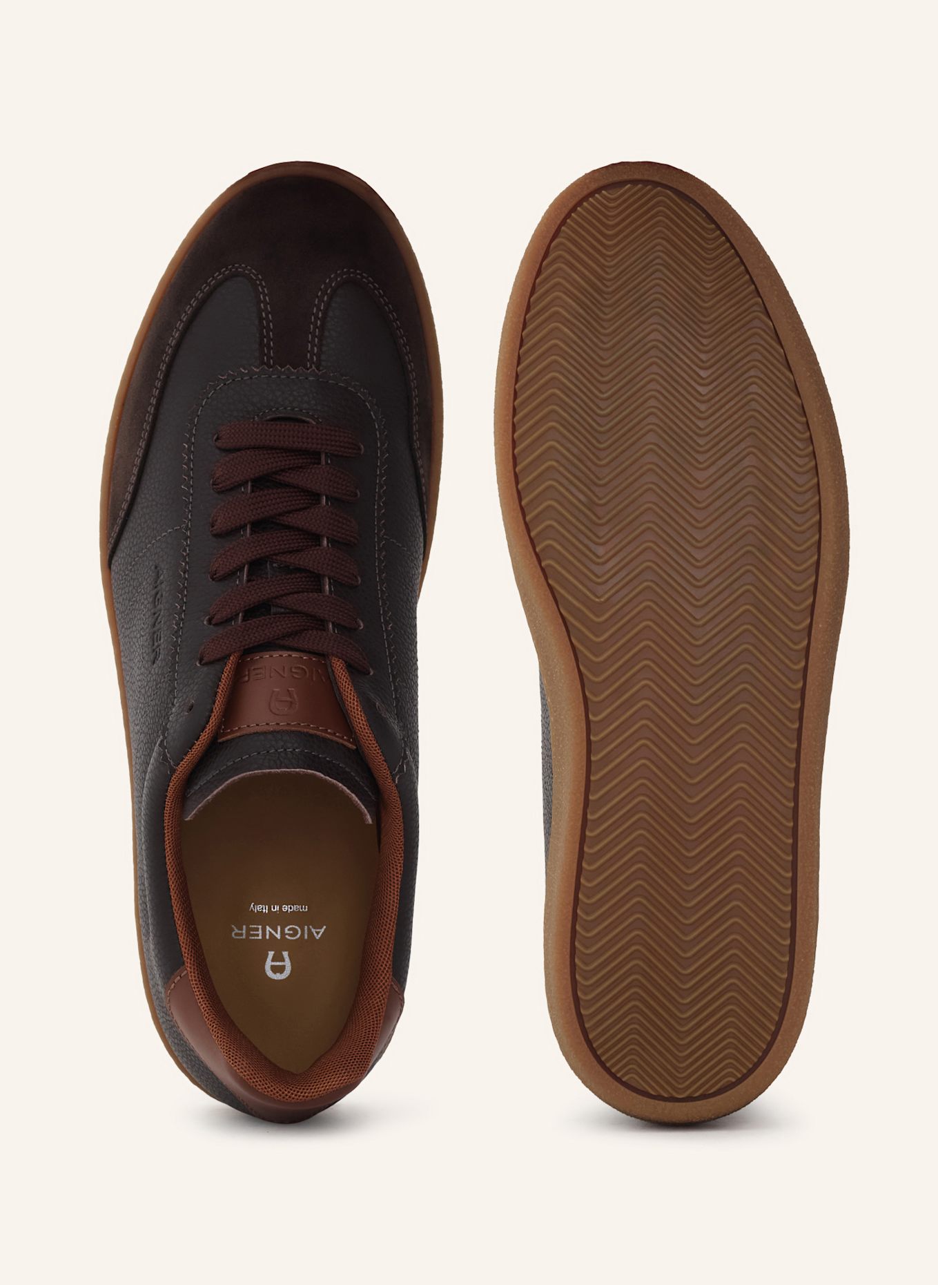 AIGNER classic sneaker LUKE 1B: DUNKELBRAUN/ COGNAC