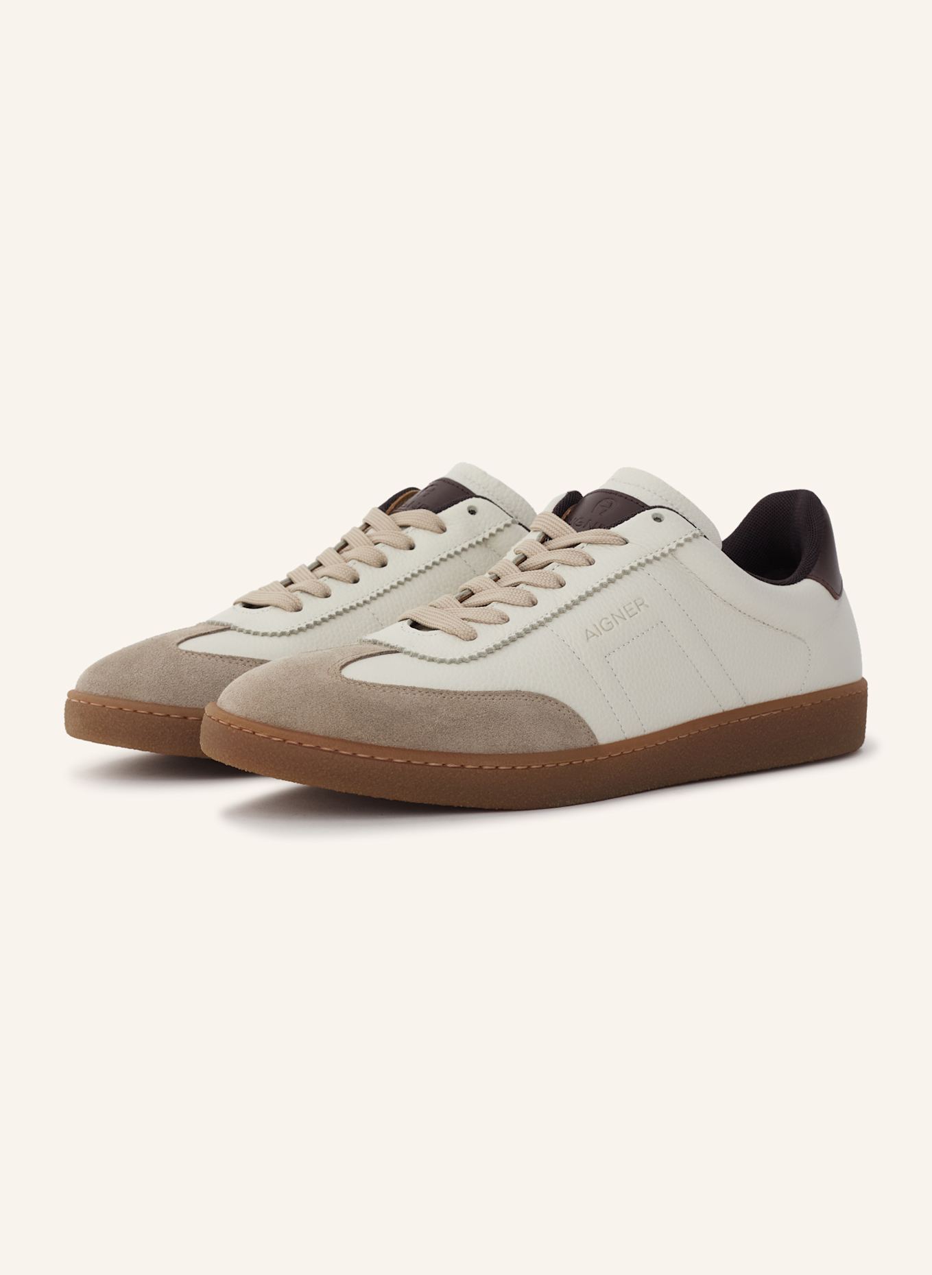AIGNER classic sneaker LUKE 1B: WEISS/ COGNAC