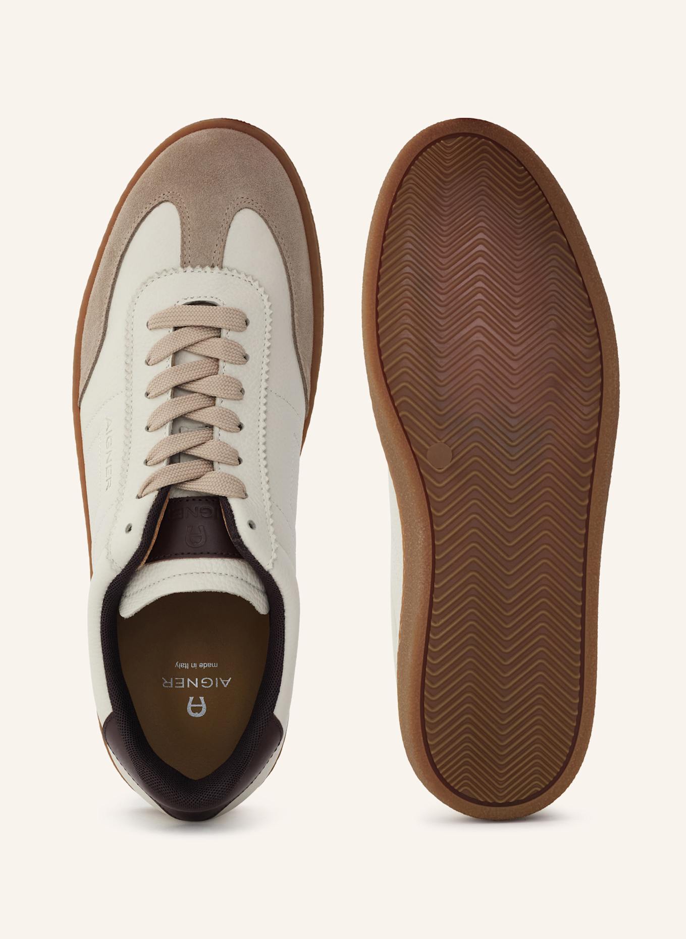 AIGNER classic sneaker LUKE 1B: WEISS/ COGNAC