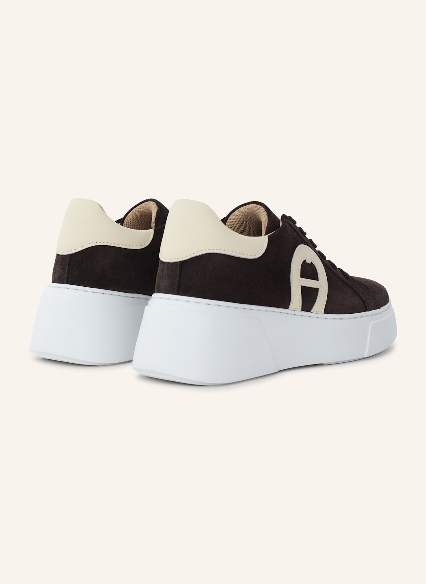 AIGNER plateau sneaker ELAINE 16A: DUNKELBRAUN/ CREME