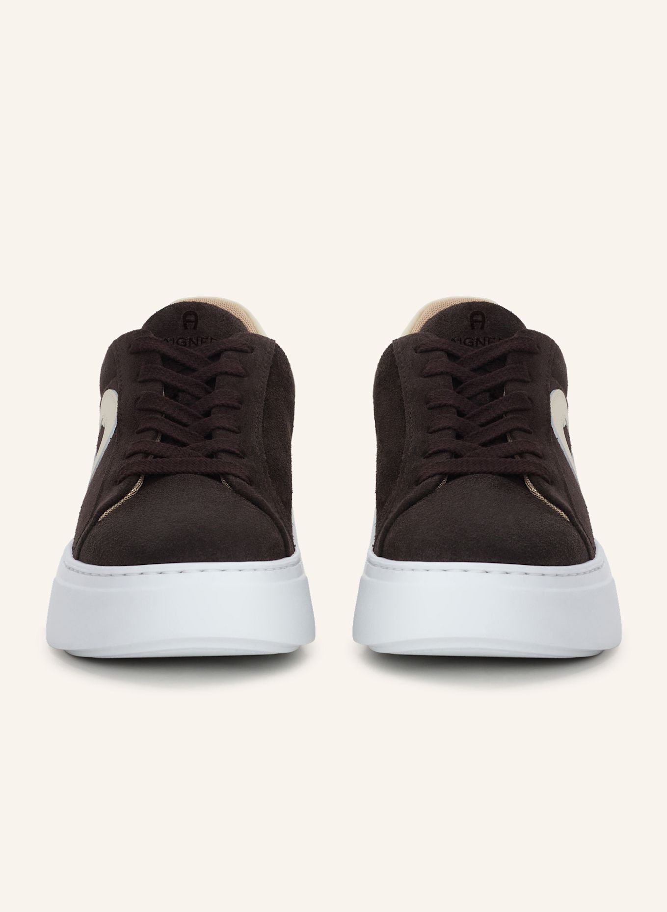 AIGNER plateau sneaker ELAINE 16A: DUNKELBRAUN/ CREME