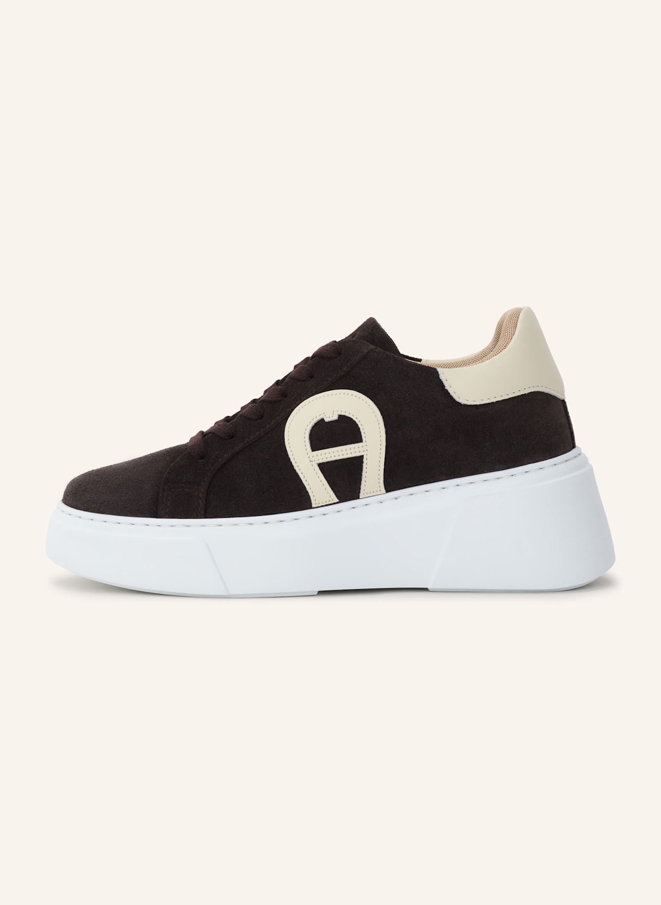 AIGNER plateau sneaker ELAINE 16A: DUNKELBRAUN/ CREME