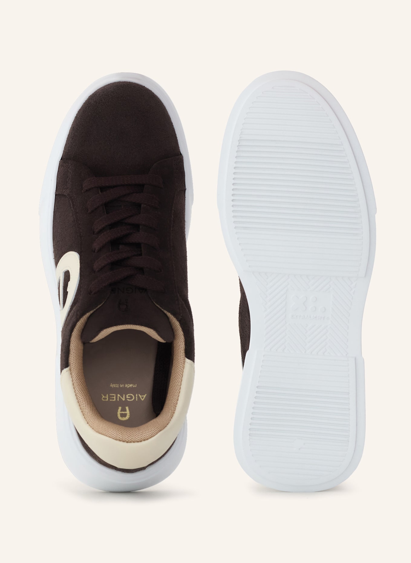 AIGNER plateau sneaker ELAINE 16A: DUNKELBRAUN/ CREME