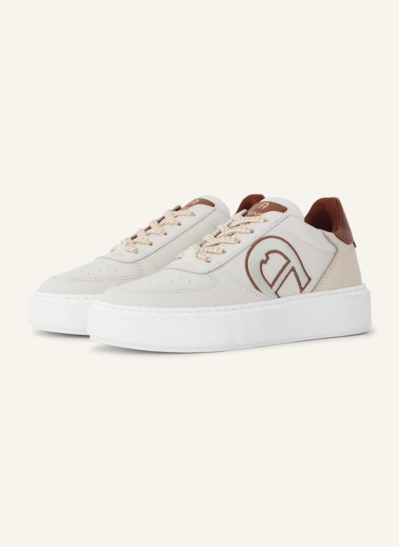 AIGNER classic sneaker SALLY 19G: BEIGE/ COGNAC/ WEISS