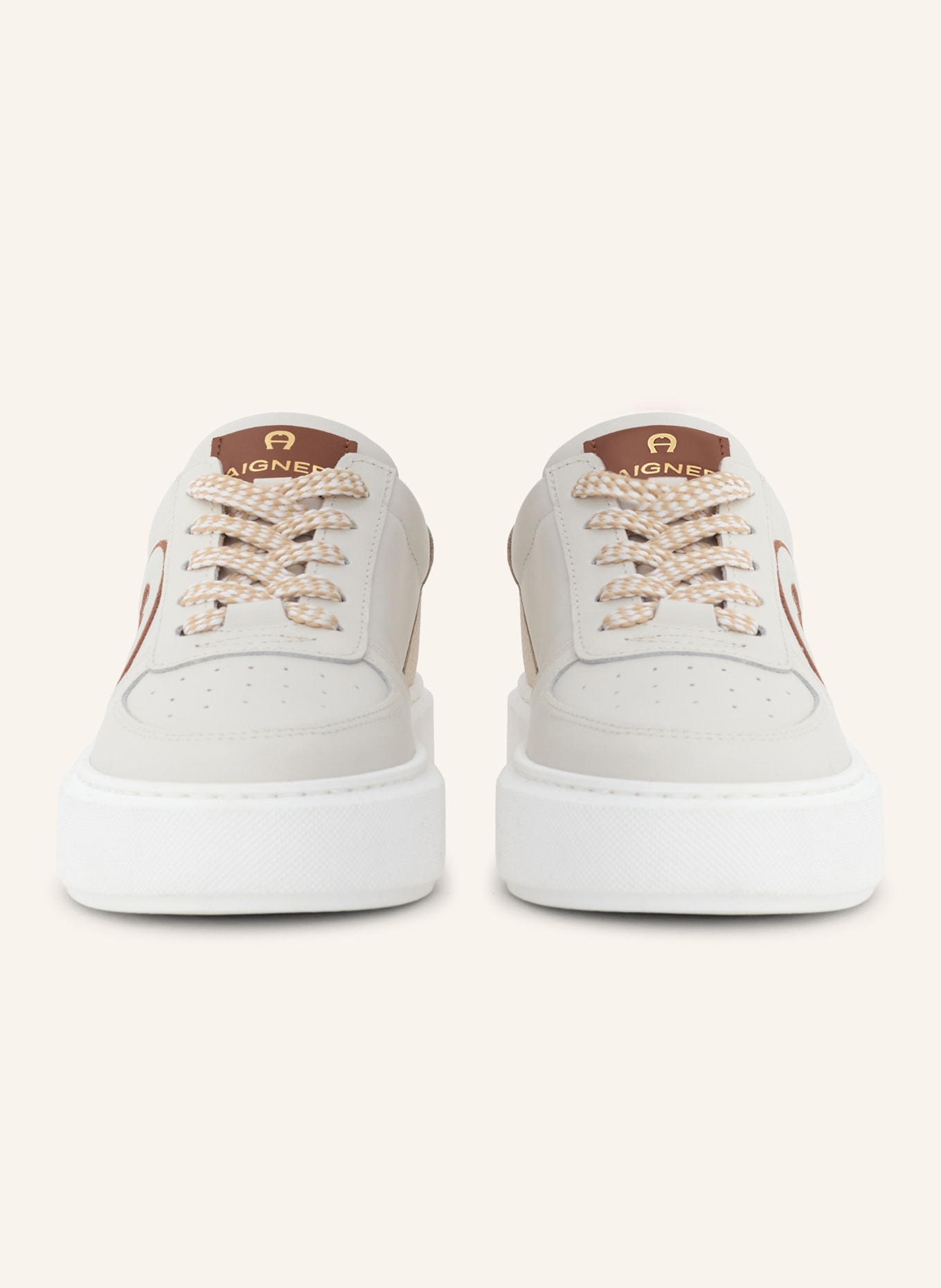 AIGNER classic sneaker SALLY 19G: BEIGE/ COGNAC/ WEISS