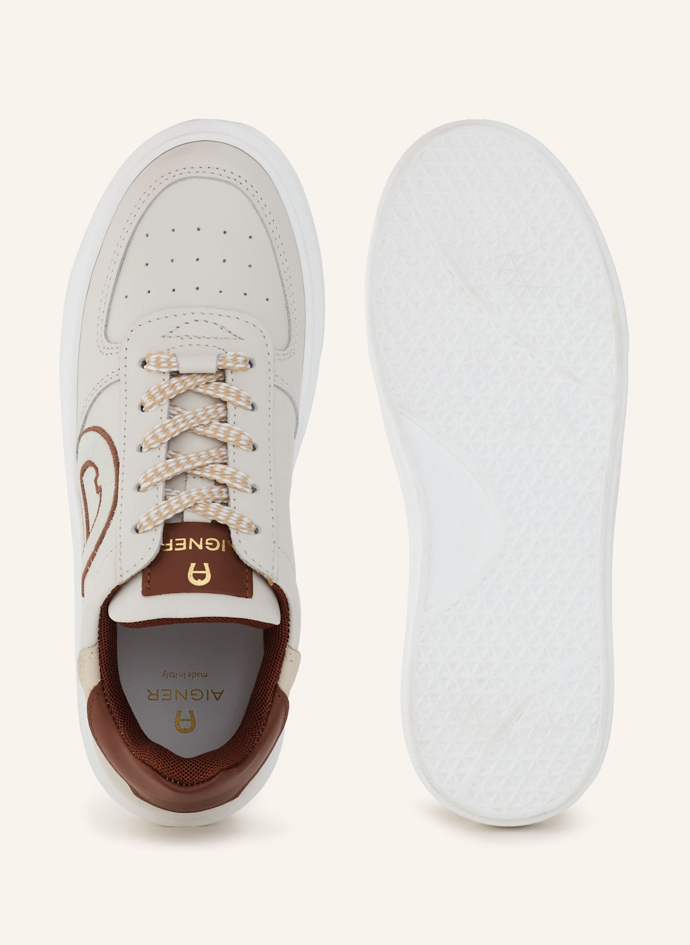AIGNER classic sneaker SALLY 19G: BEIGE/ COGNAC/ WEISS