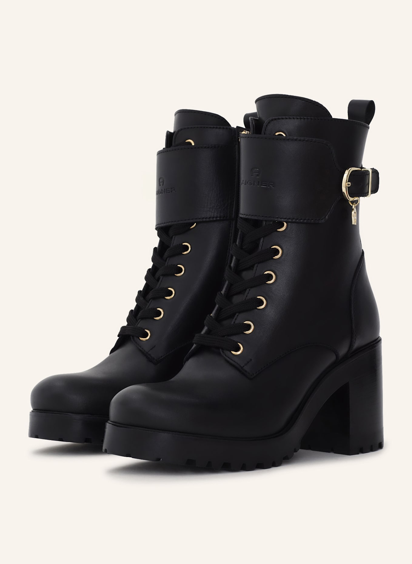 AIGNER block heel lace bootie AMY 23D: SCHWARZ