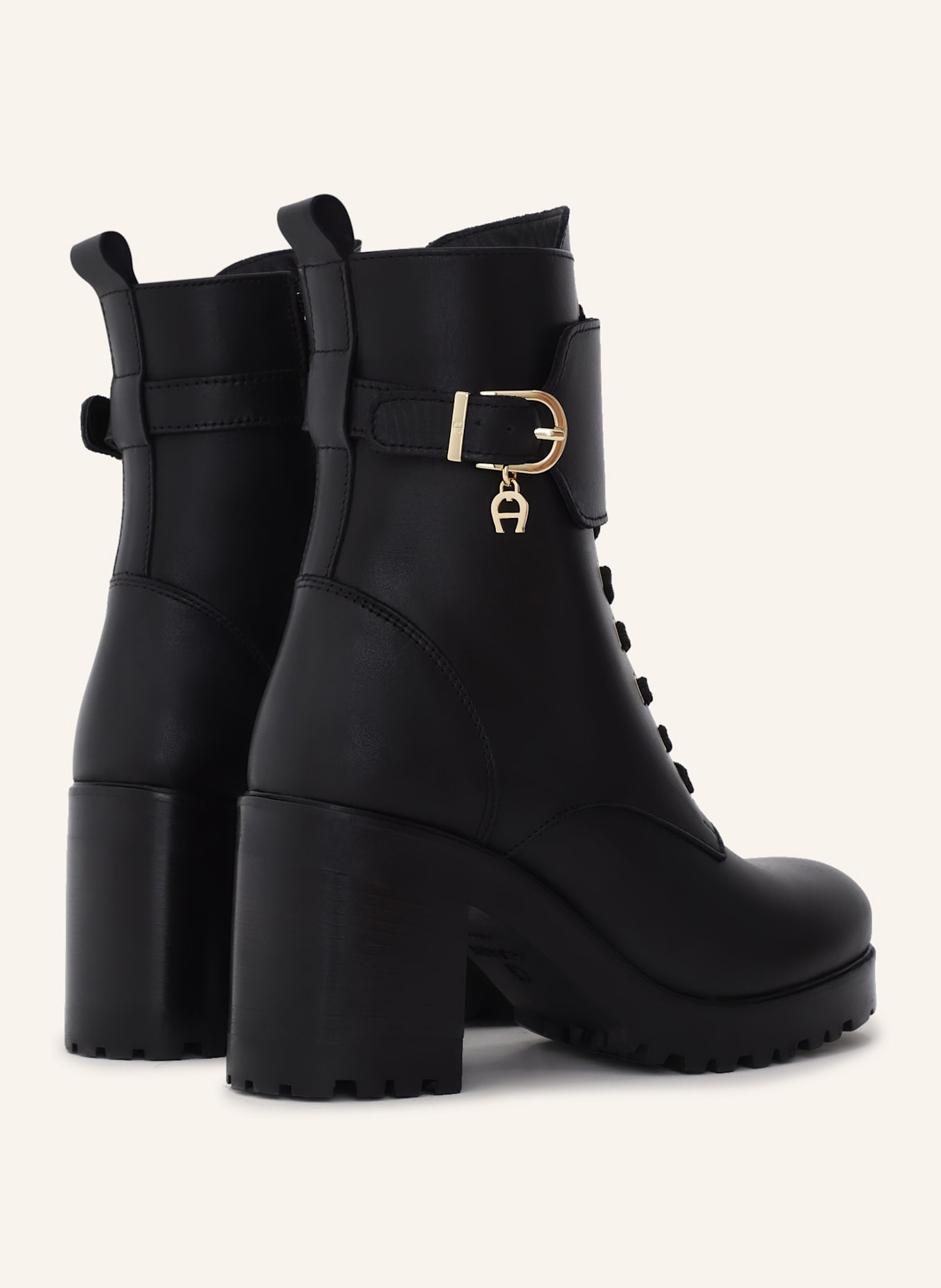 AIGNER block heel lace bootie AMY 23D: SCHWARZ