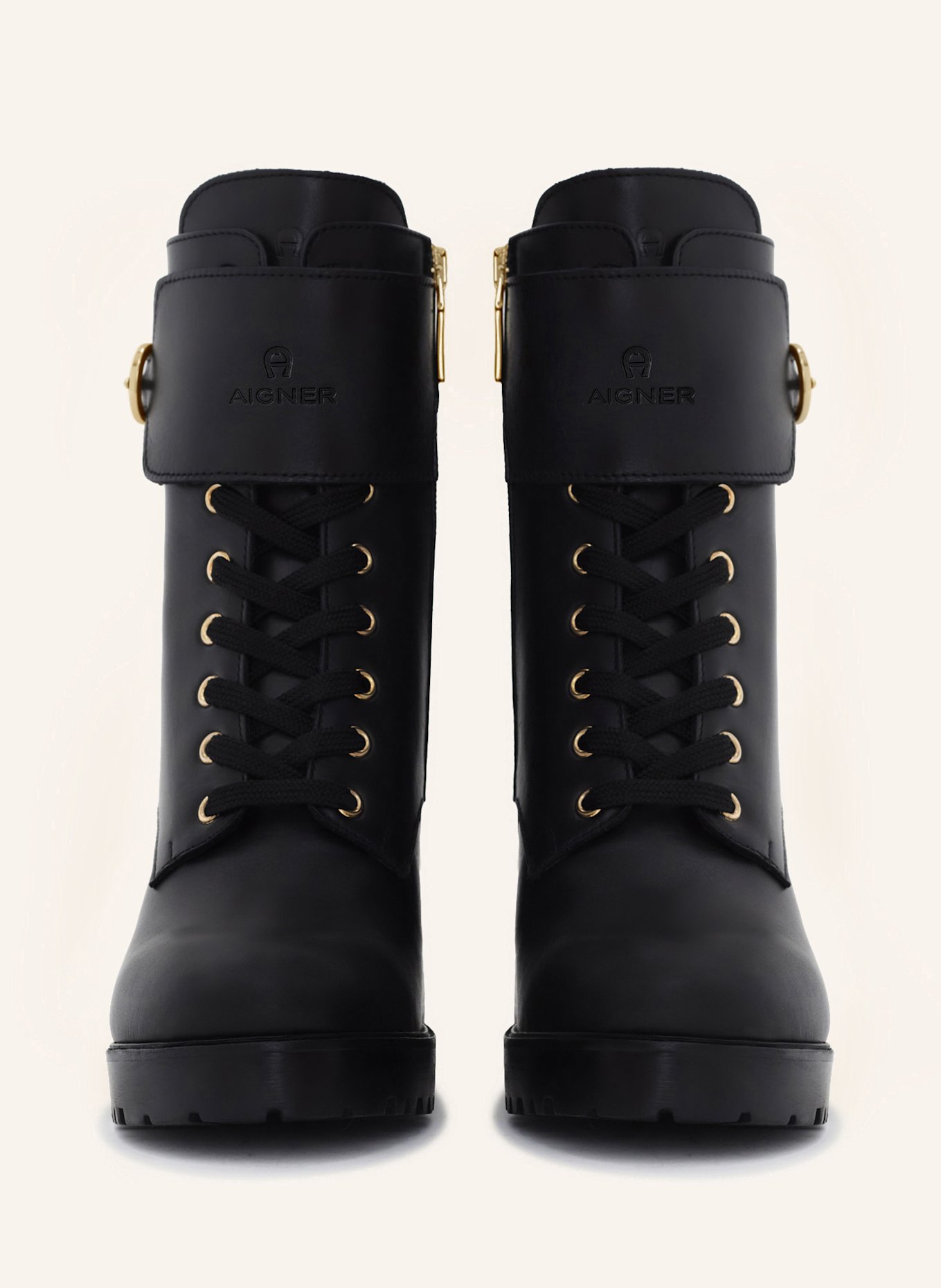 AIGNER block heel lace bootie AMY 23D: SCHWARZ