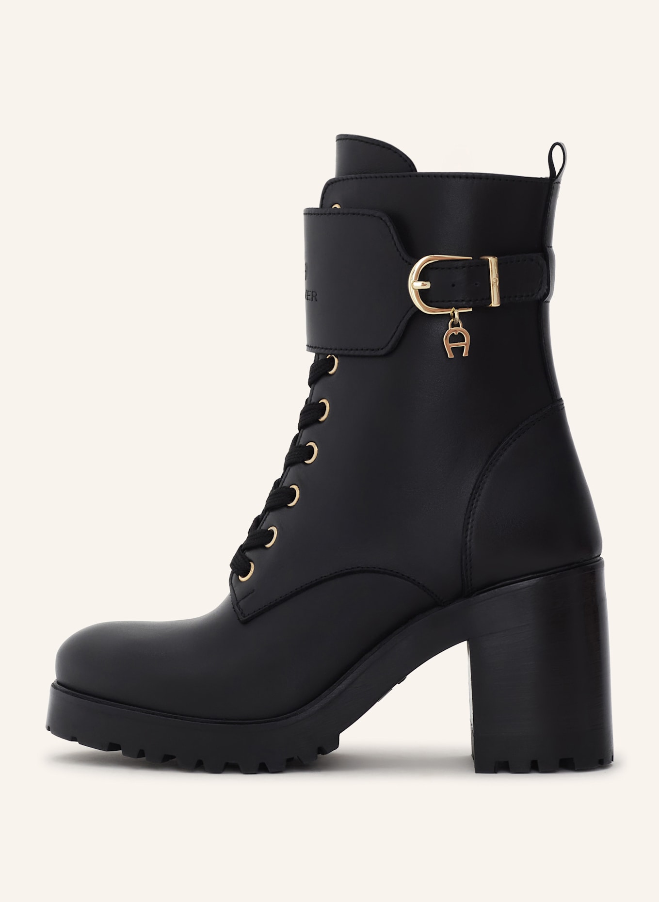 AIGNER block heel lace bootie AMY 23D: SCHWARZ