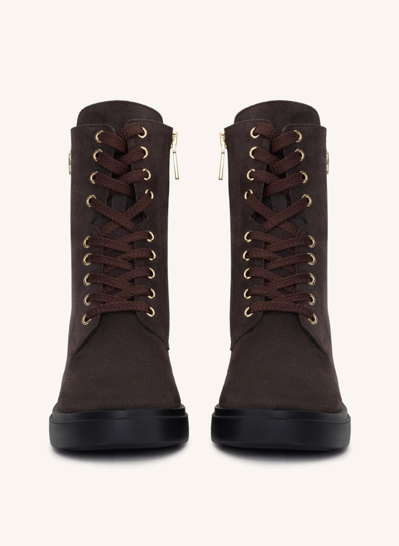 AIGNER block heel lace bootie NORA 1D: DUNKELBRAUN