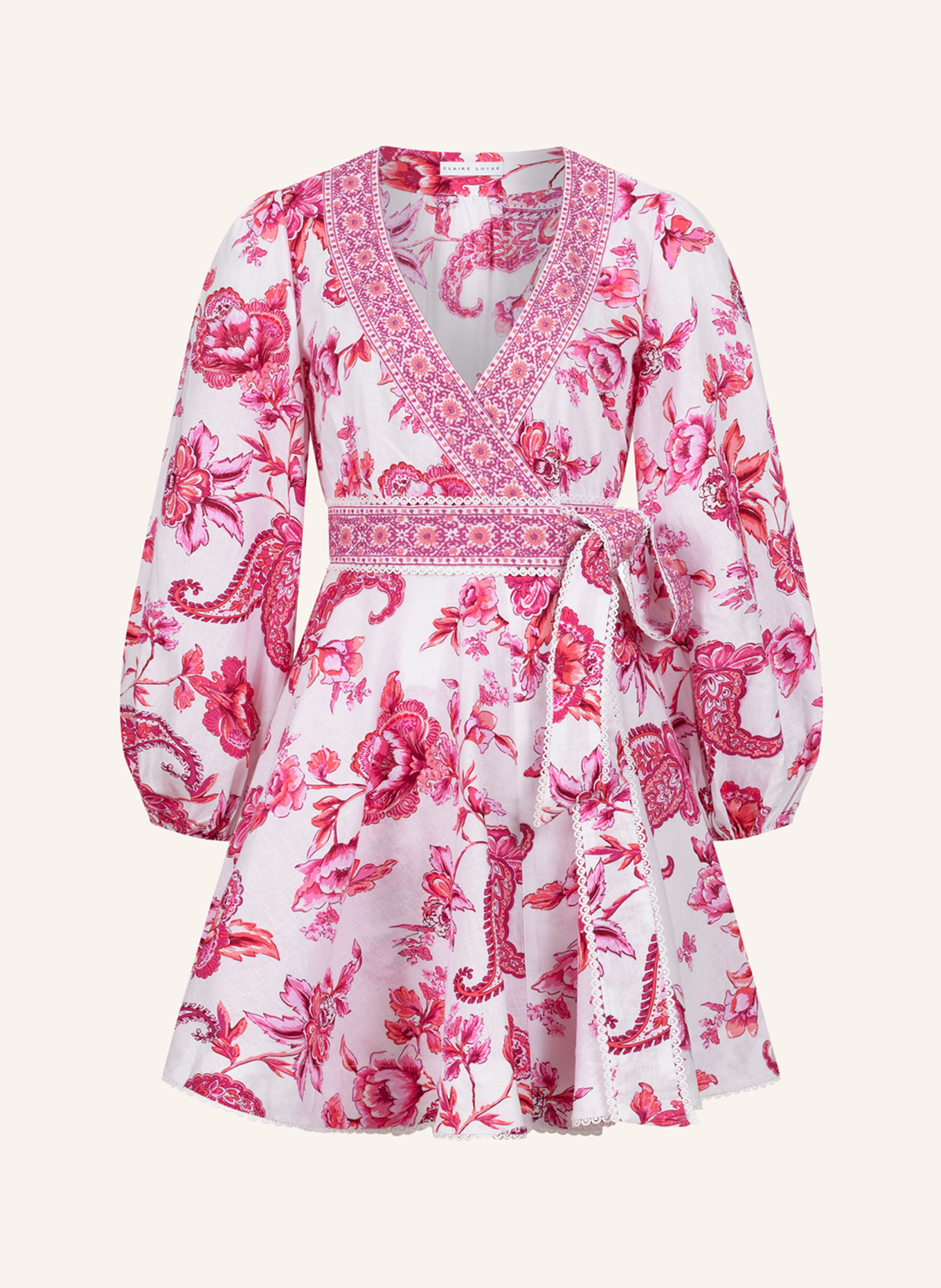 CLAIRE LUISE Florales Kleid mit Taillenband: PINK