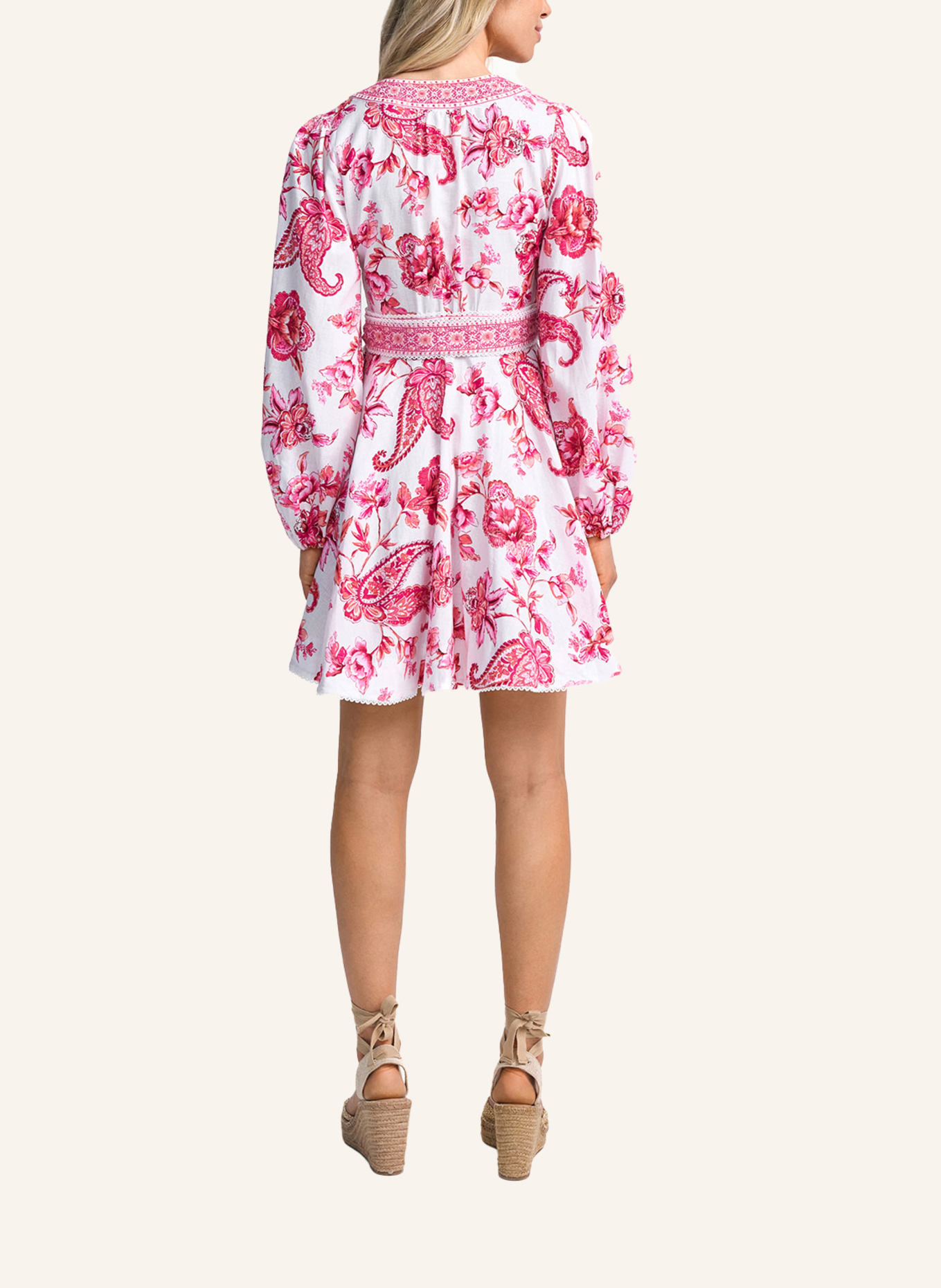 CLAIRE LUISE Florales Kleid mit Taillenband: PINK