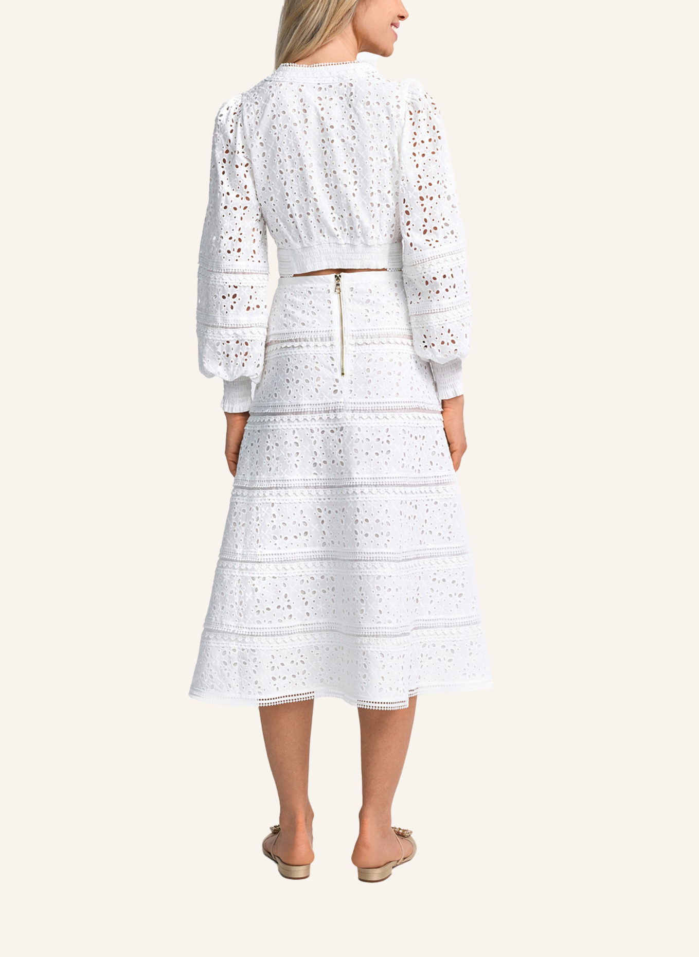 CLAIRE LUISE Rock mit Lochmuster: ECRU