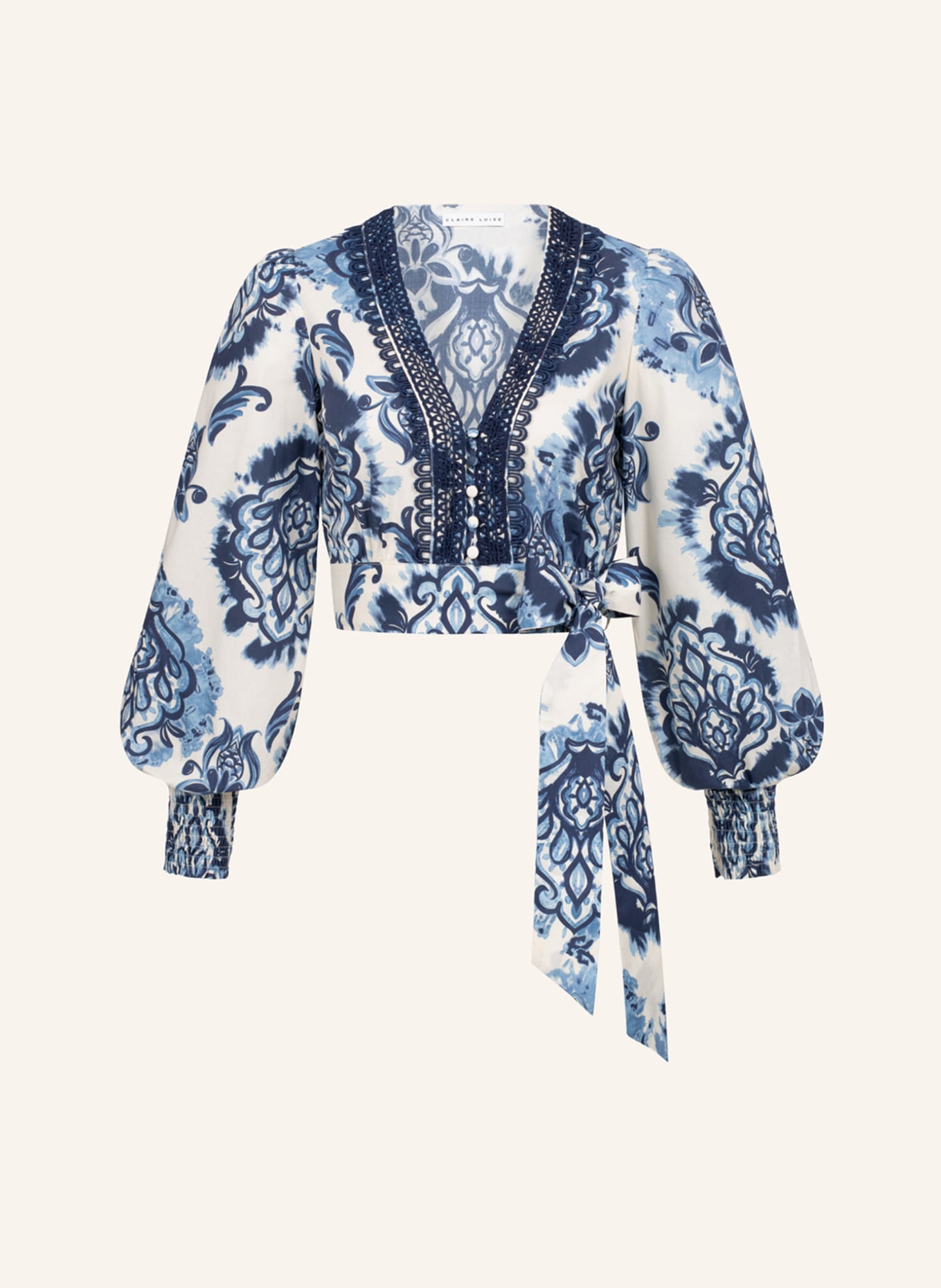 CLAIRE LUISE Bluse mit Borte: BLAU