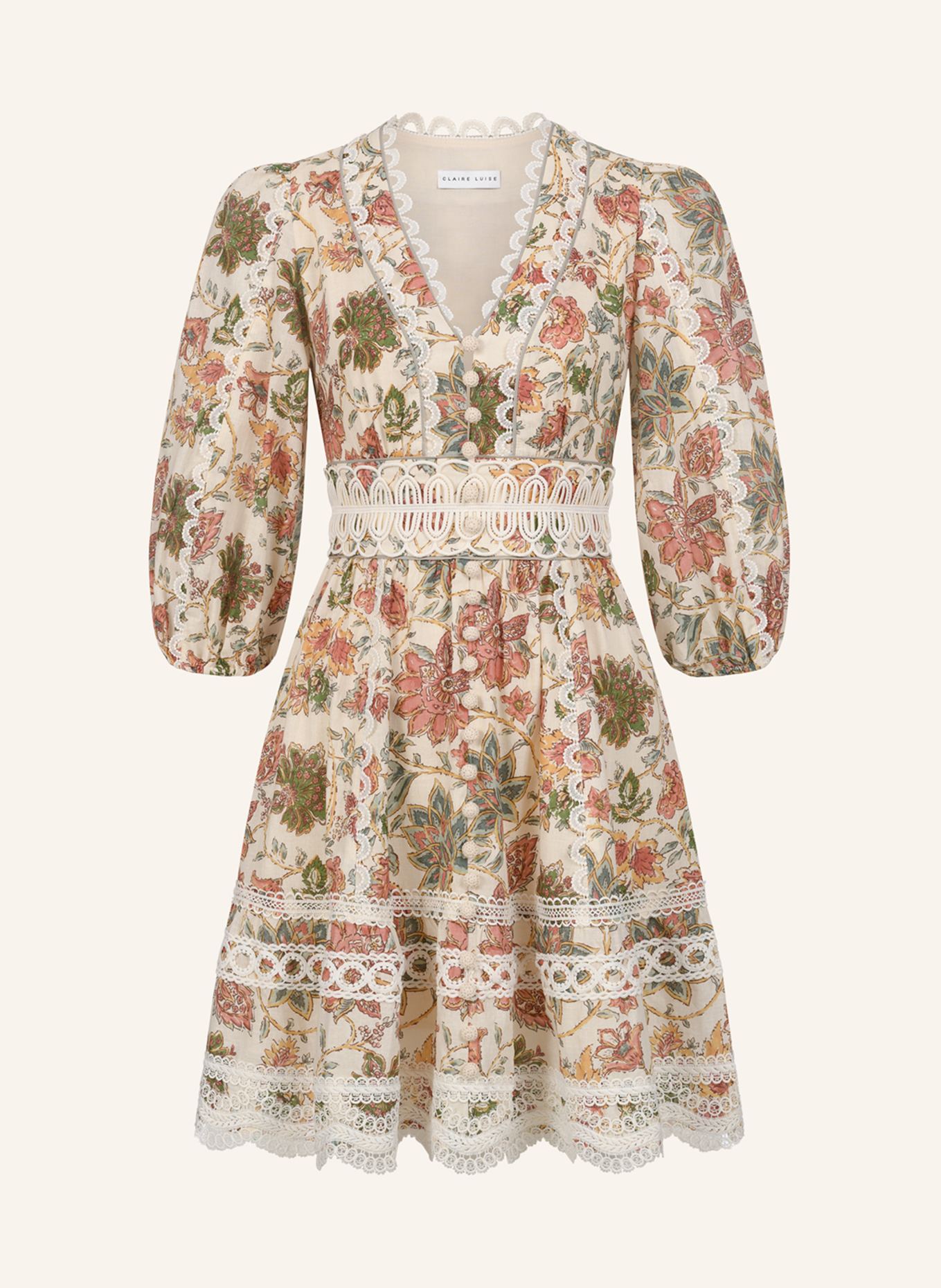 CLAIRE LUISE Bedrucktes Minikleid: BEIGE