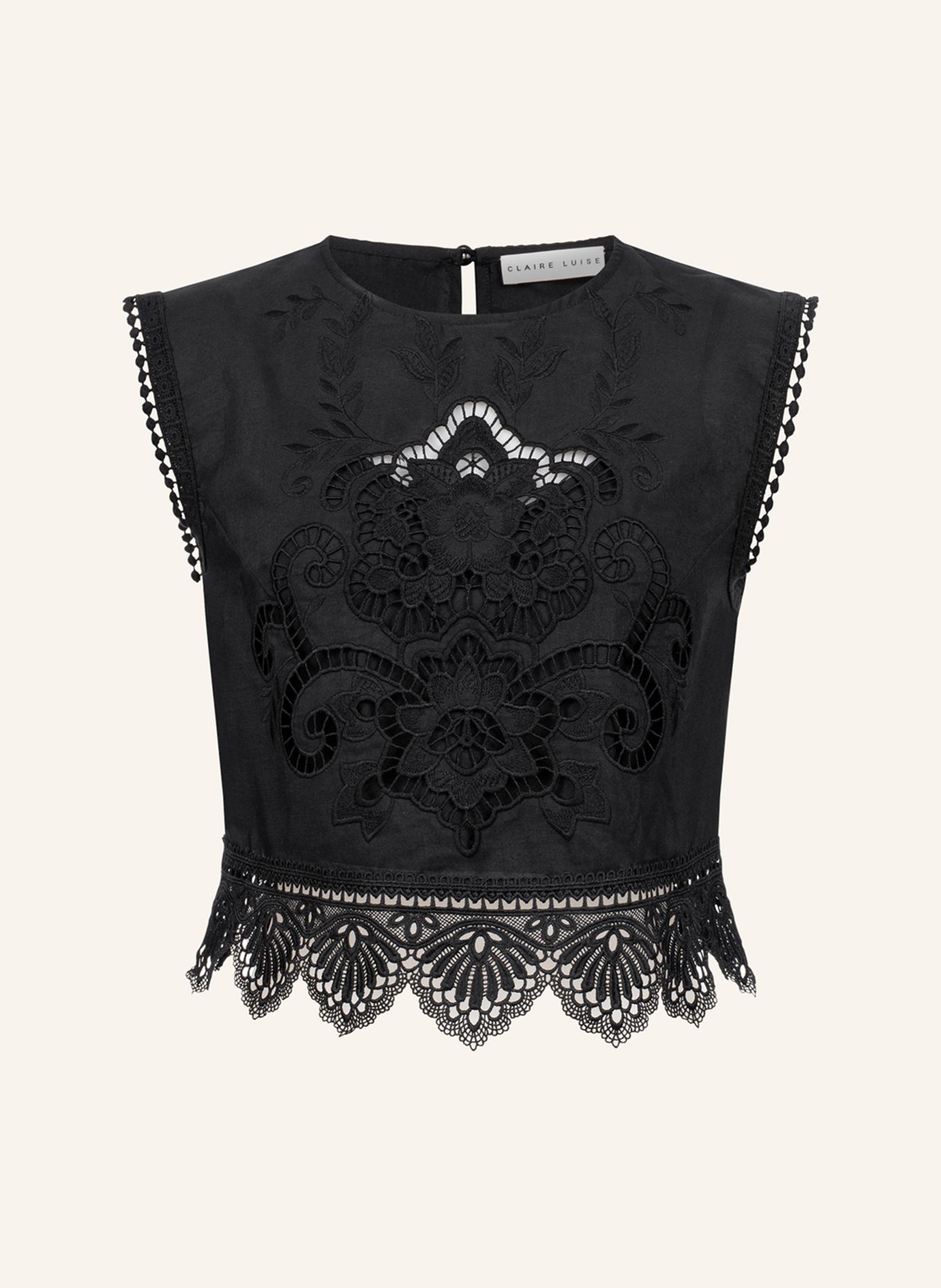 CLAIRE LUISE Spitzentop: SCHWARZ