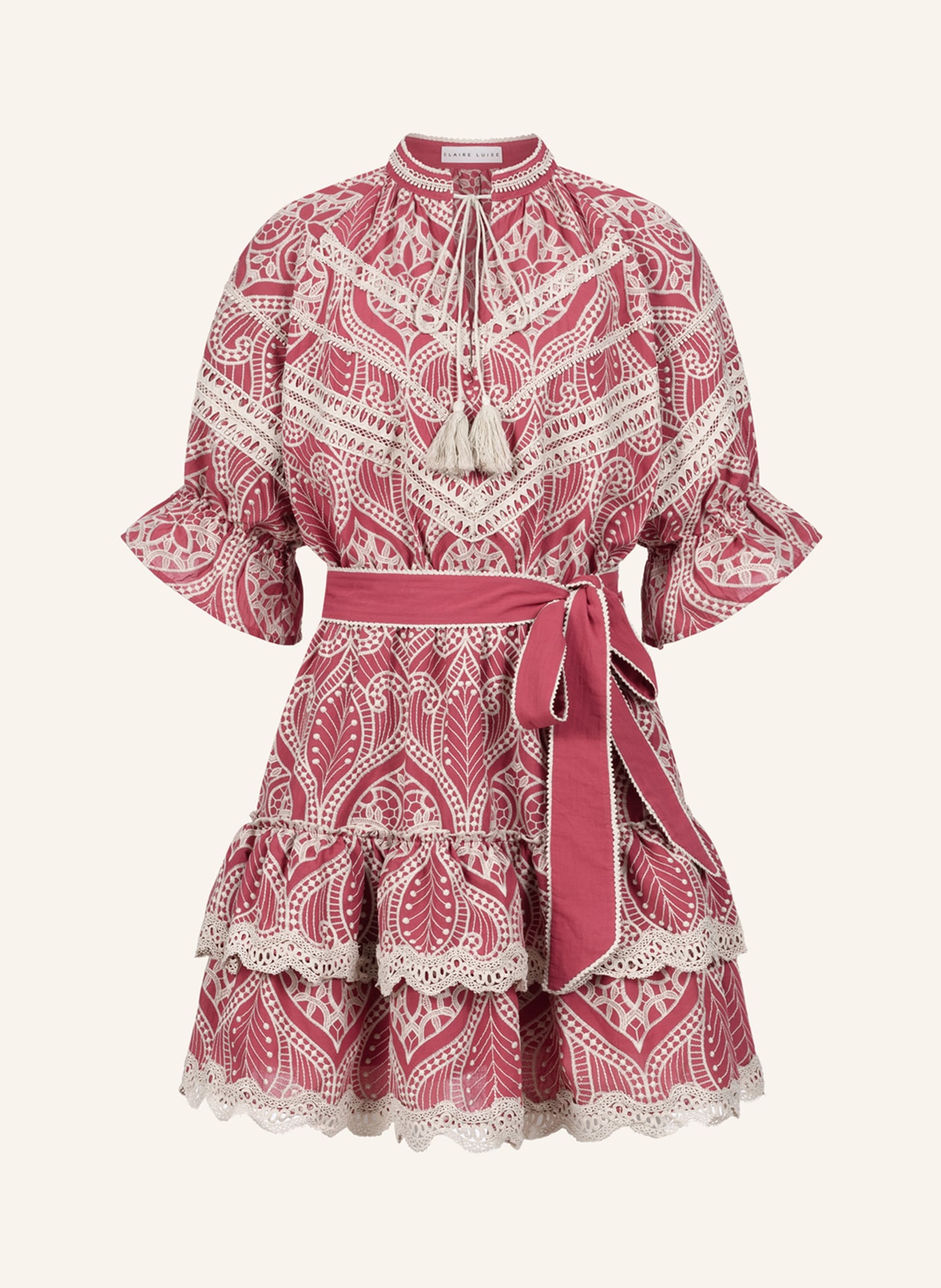 CLAIRE LUISE Minikleid mit Bindegürtel: ROT