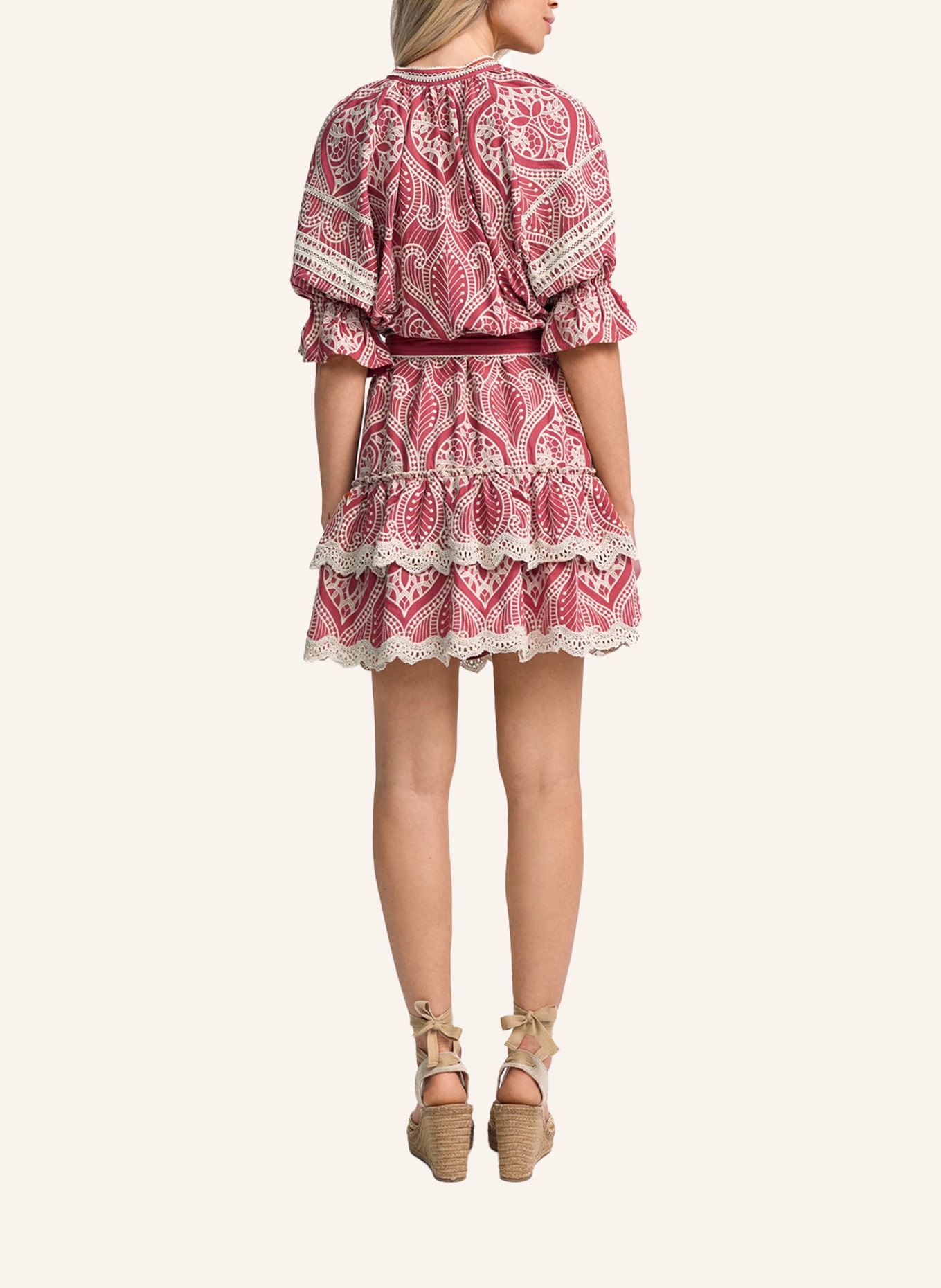 CLAIRE LUISE Minikleid mit Bindegürtel: ROT