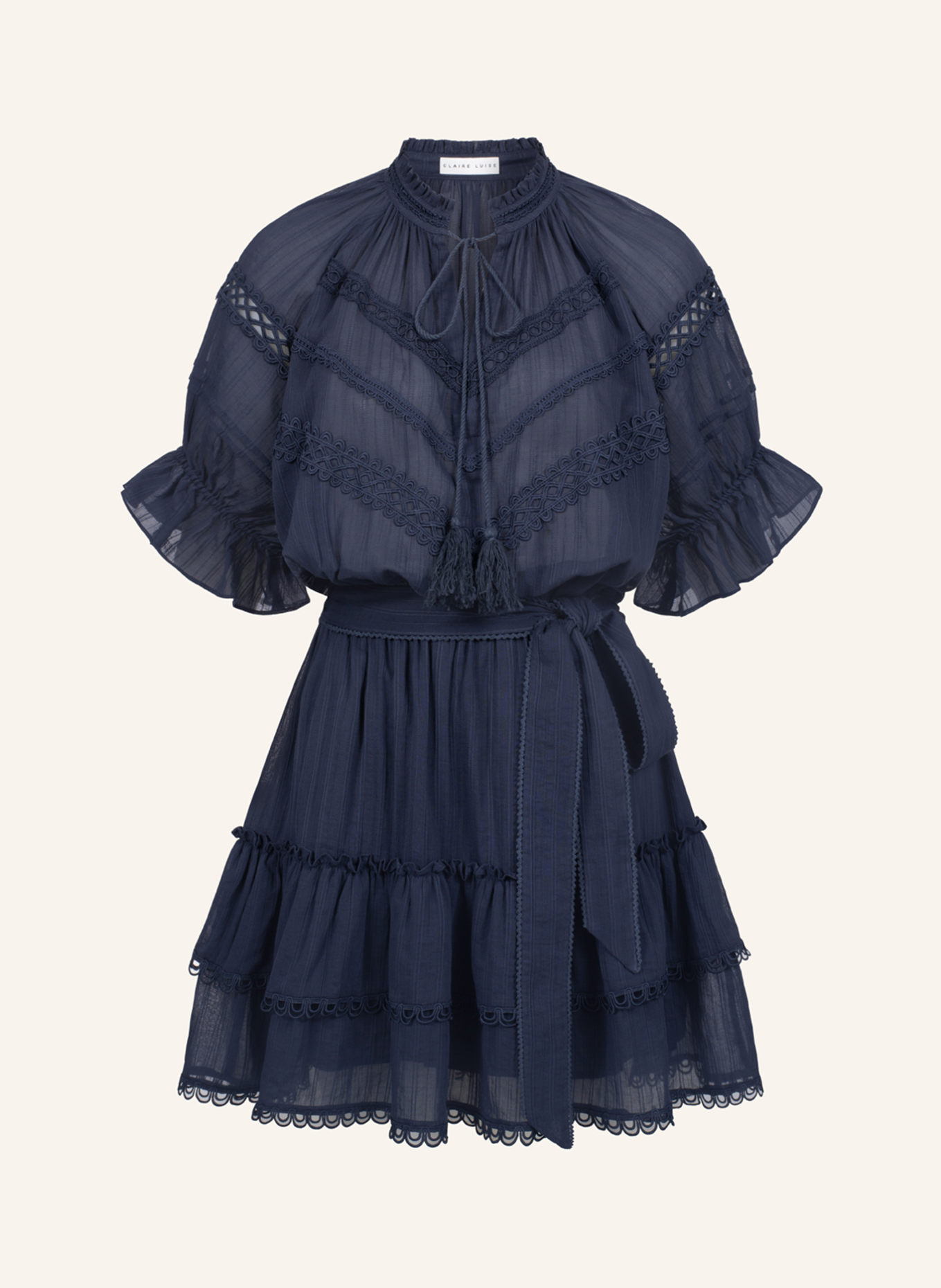 CLAIRE LUISE Wickelkleid mit Ballonärmeln: BLAU