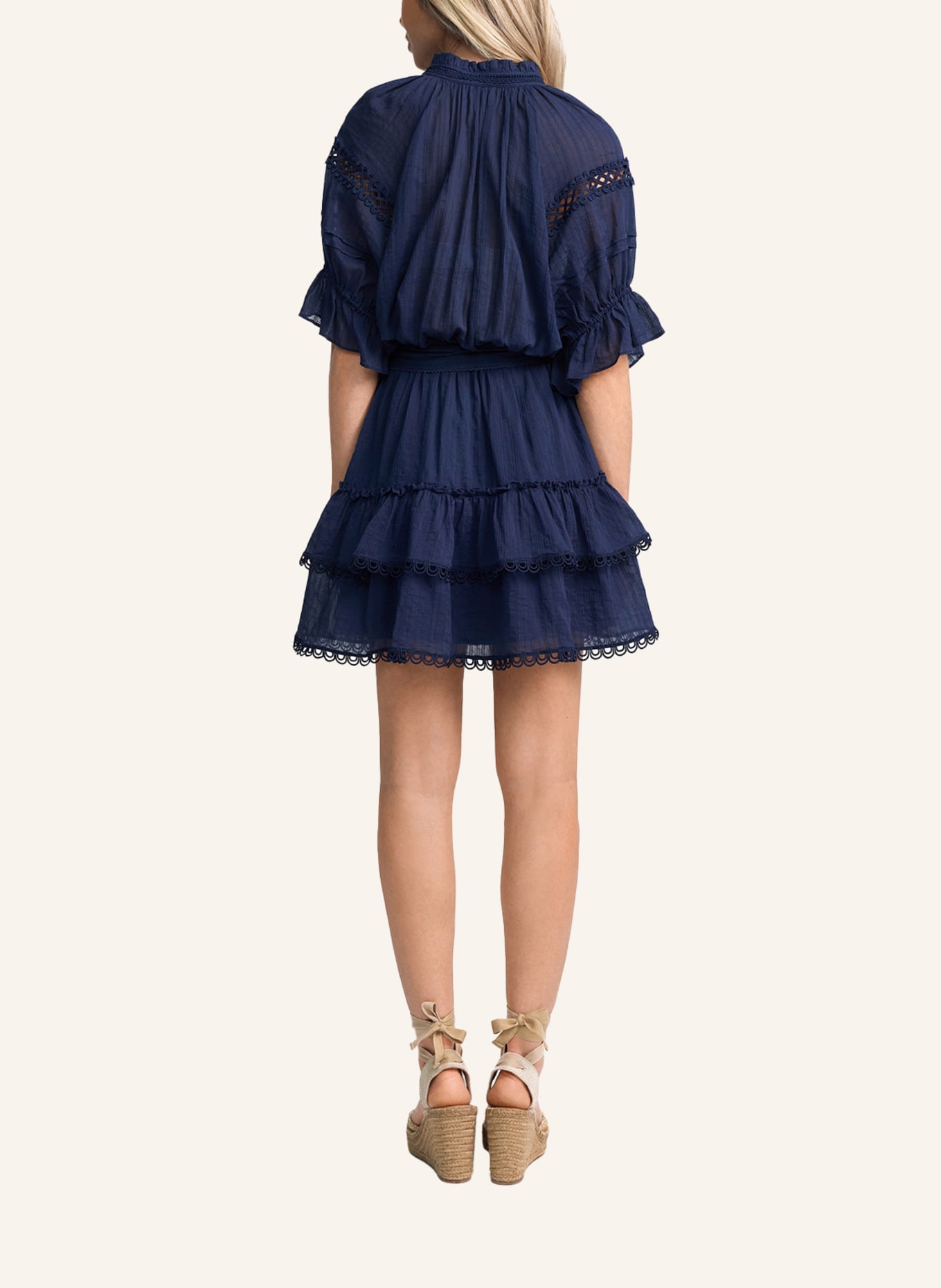 CLAIRE LUISE Wickelkleid mit Ballonärmeln: BLAU