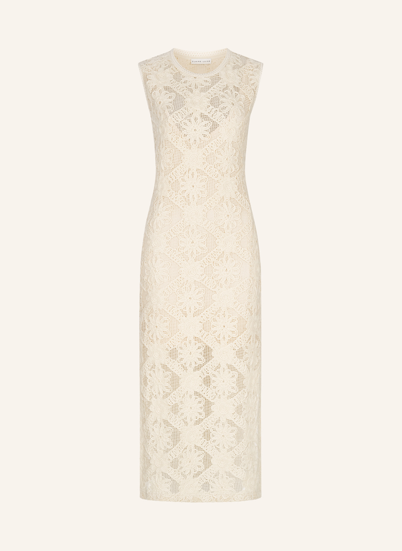 CLAIRE LUISE Besticktes Chiffonkleid: BEIGE