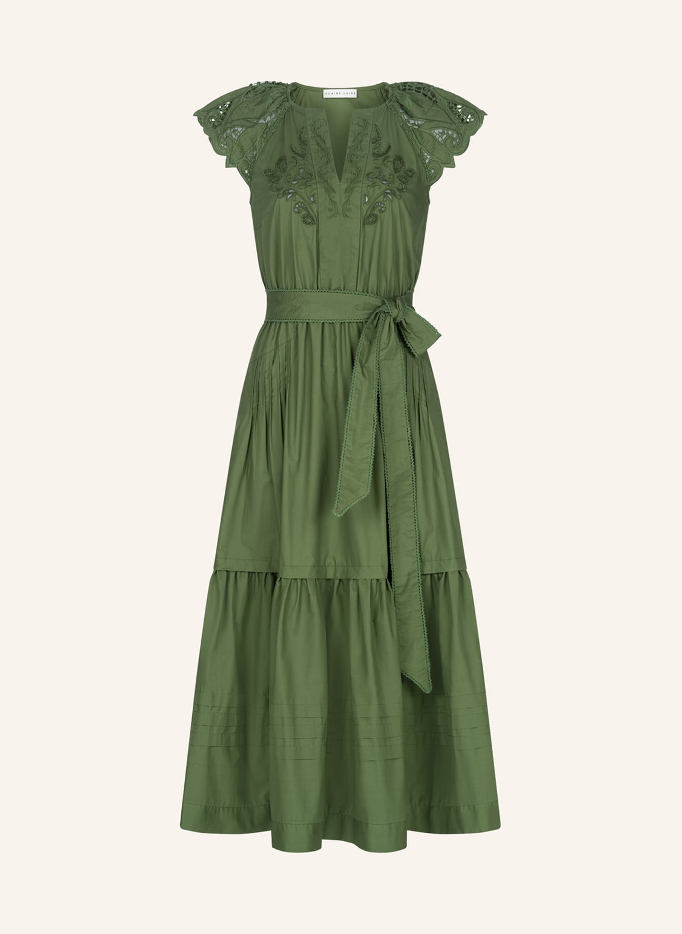 CLAIRE LUISE Midikleid mit Stickerei: GRÜN