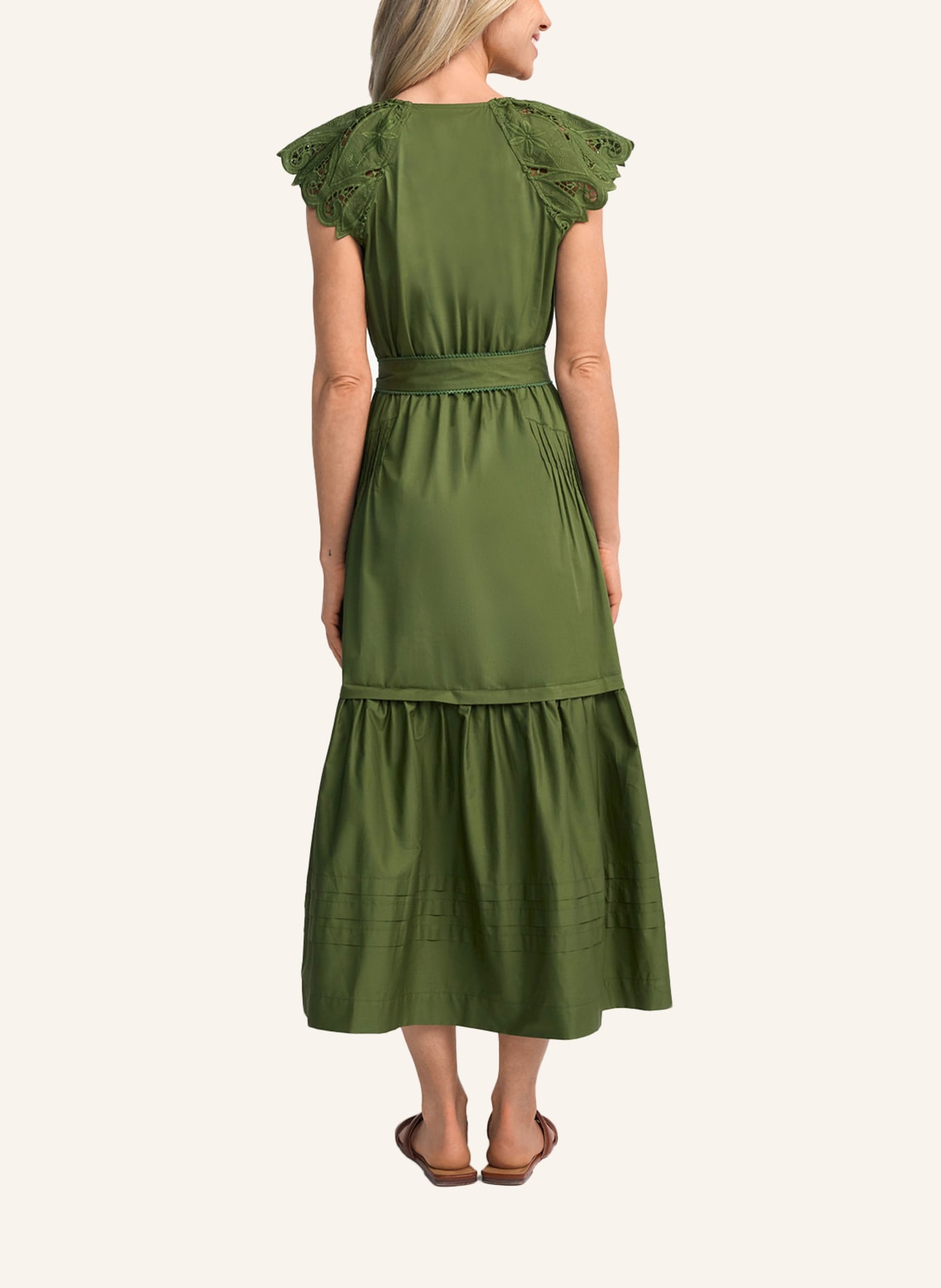 CLAIRE LUISE Midikleid mit Stickerei: GRÜN