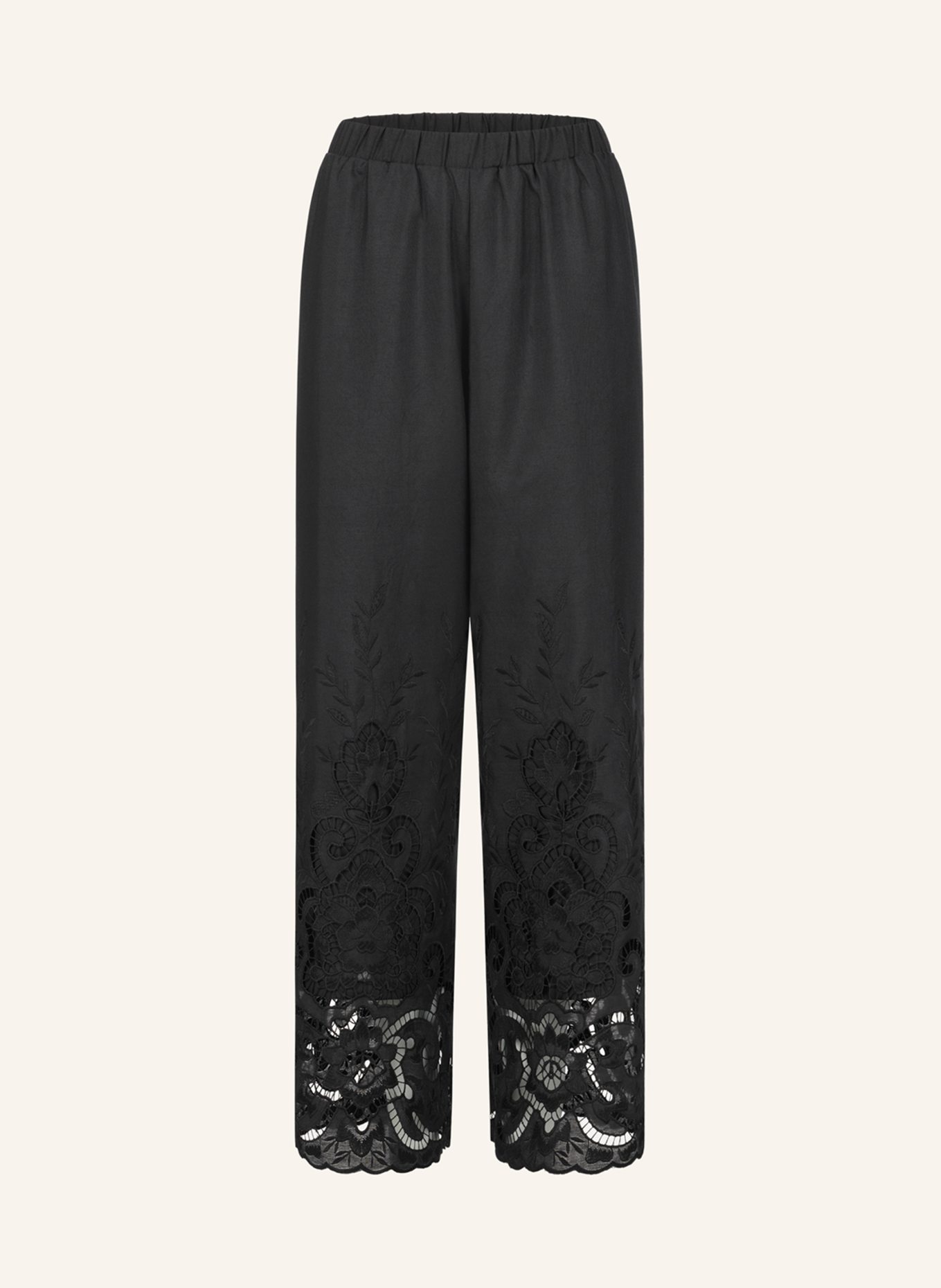 CLAIRE LUISE Hose mit Lochstickerei: SCHWARZ