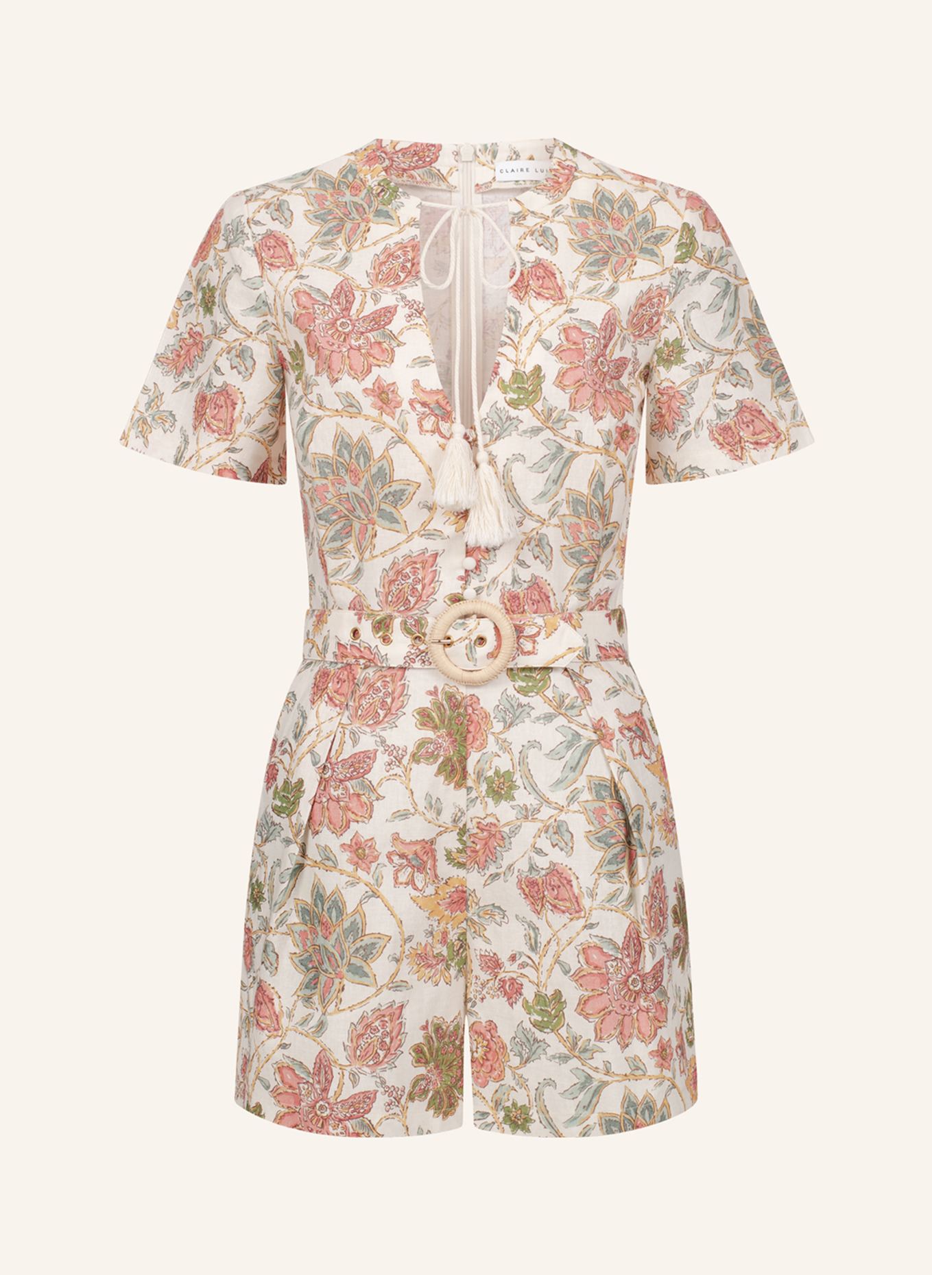 CLAIRE LUISE Jumpsuit mit Gürtel: BEIGE